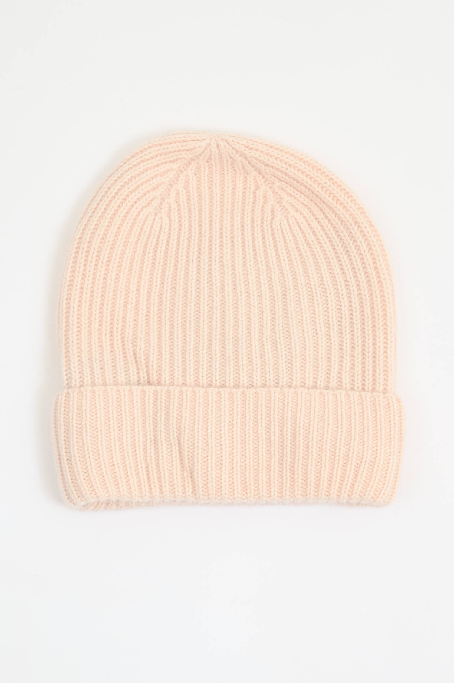 Kaschmir Rippstrick-Mütze in Rosa Pearl