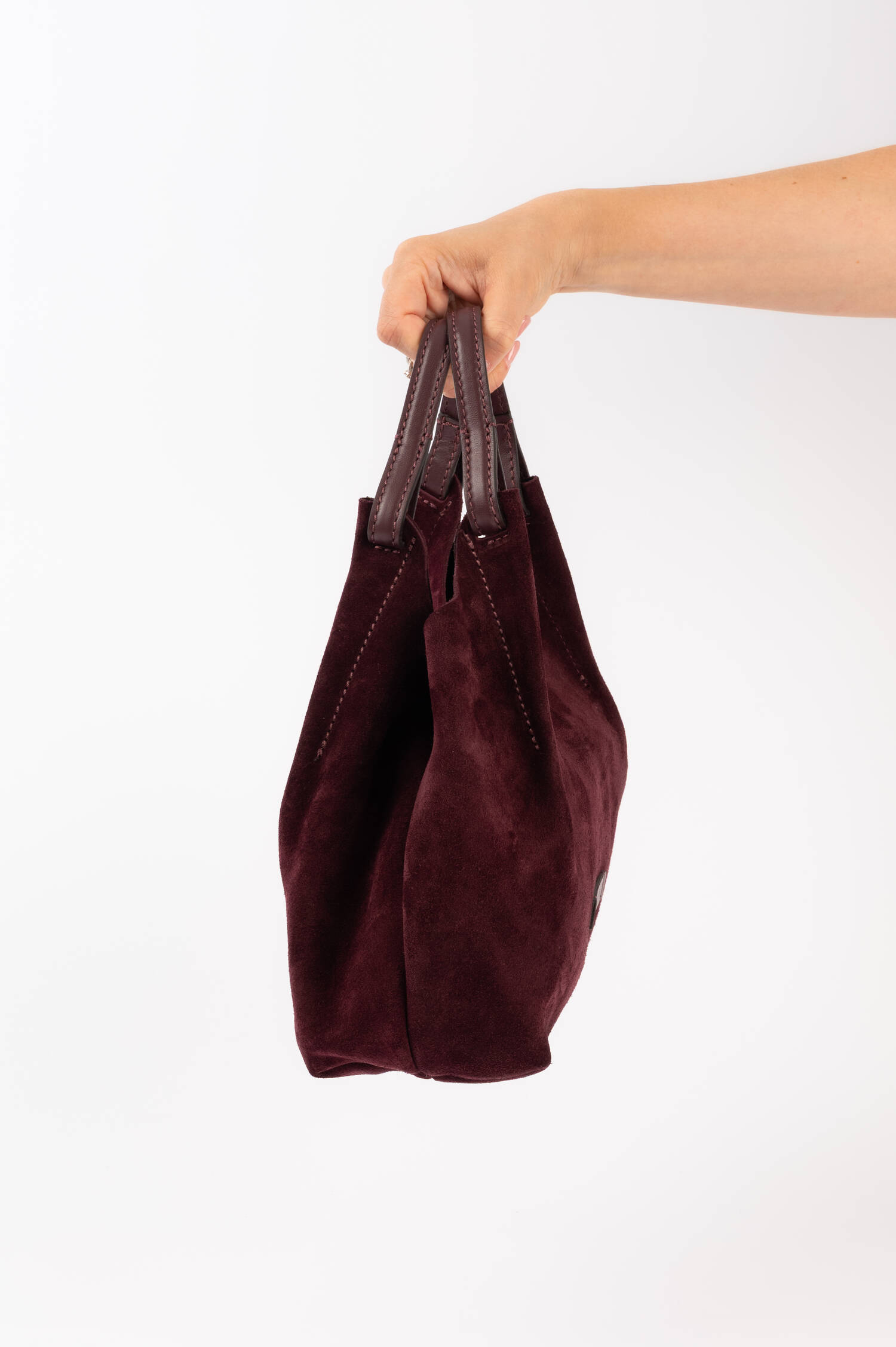 Kleine Veloursleder Tasche DUA in Bordeaux