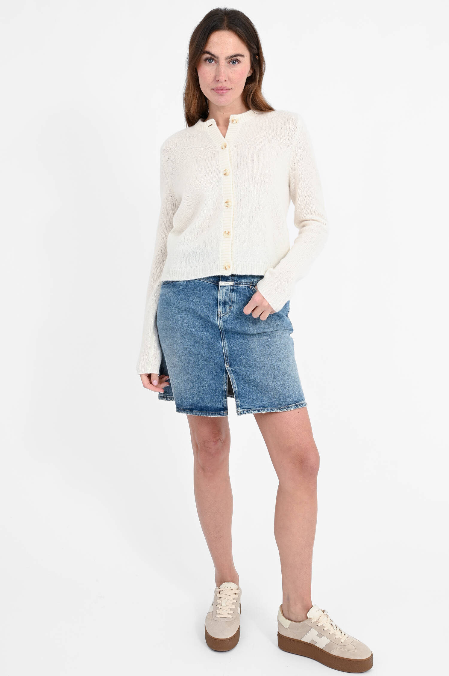 Cashmere-Seiden-Cardigan FELICIA in Creme