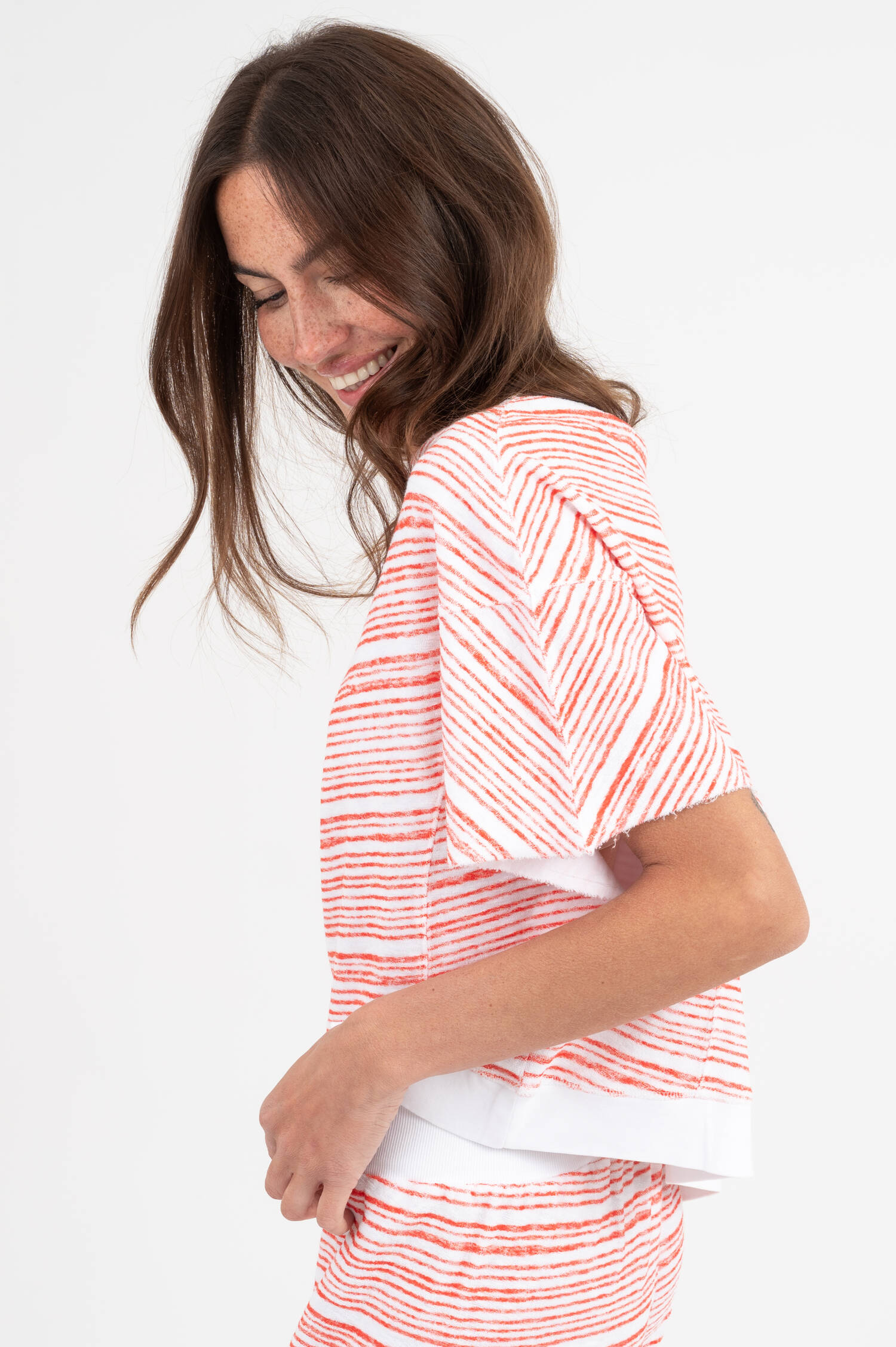 Frottee Shirt TARTU in Rot/Weiß gestreift