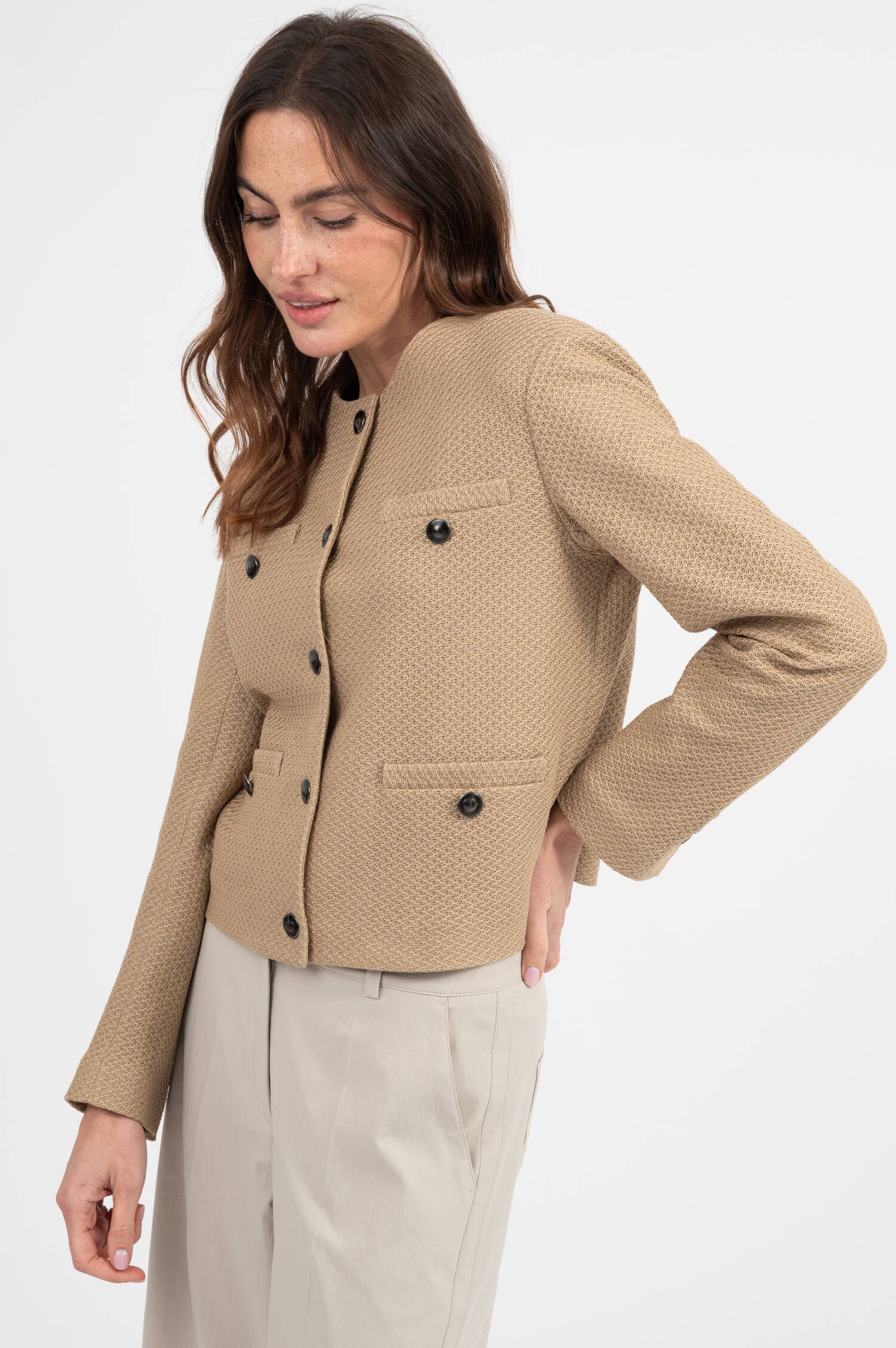 Strukturierte Blazer-Jacke in Beige