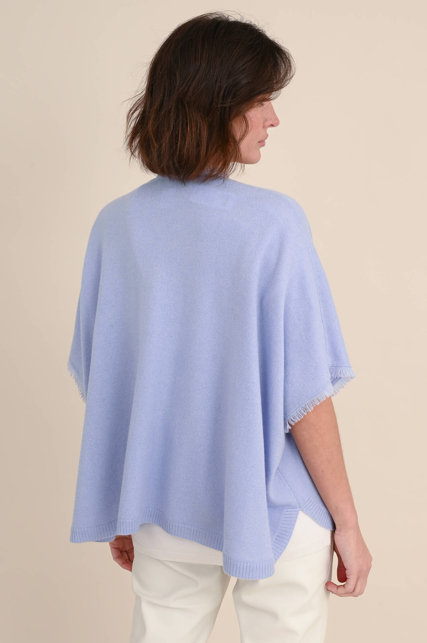 Strickjacke aus Cashmere in Hellblau meliert