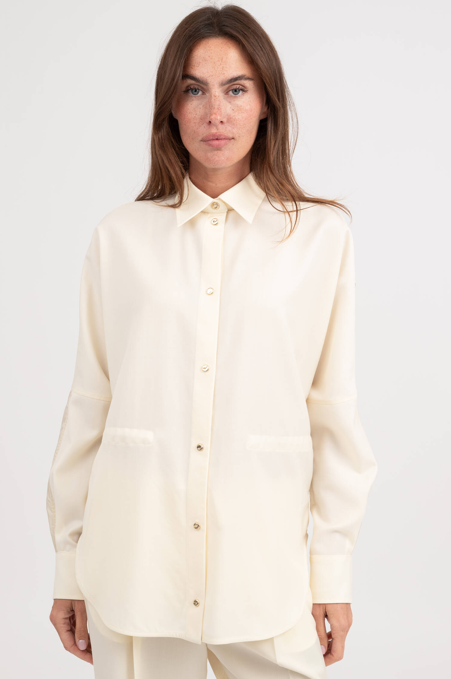 Material-Mix Bluse in Creme Material-Mix Bluse in Creme