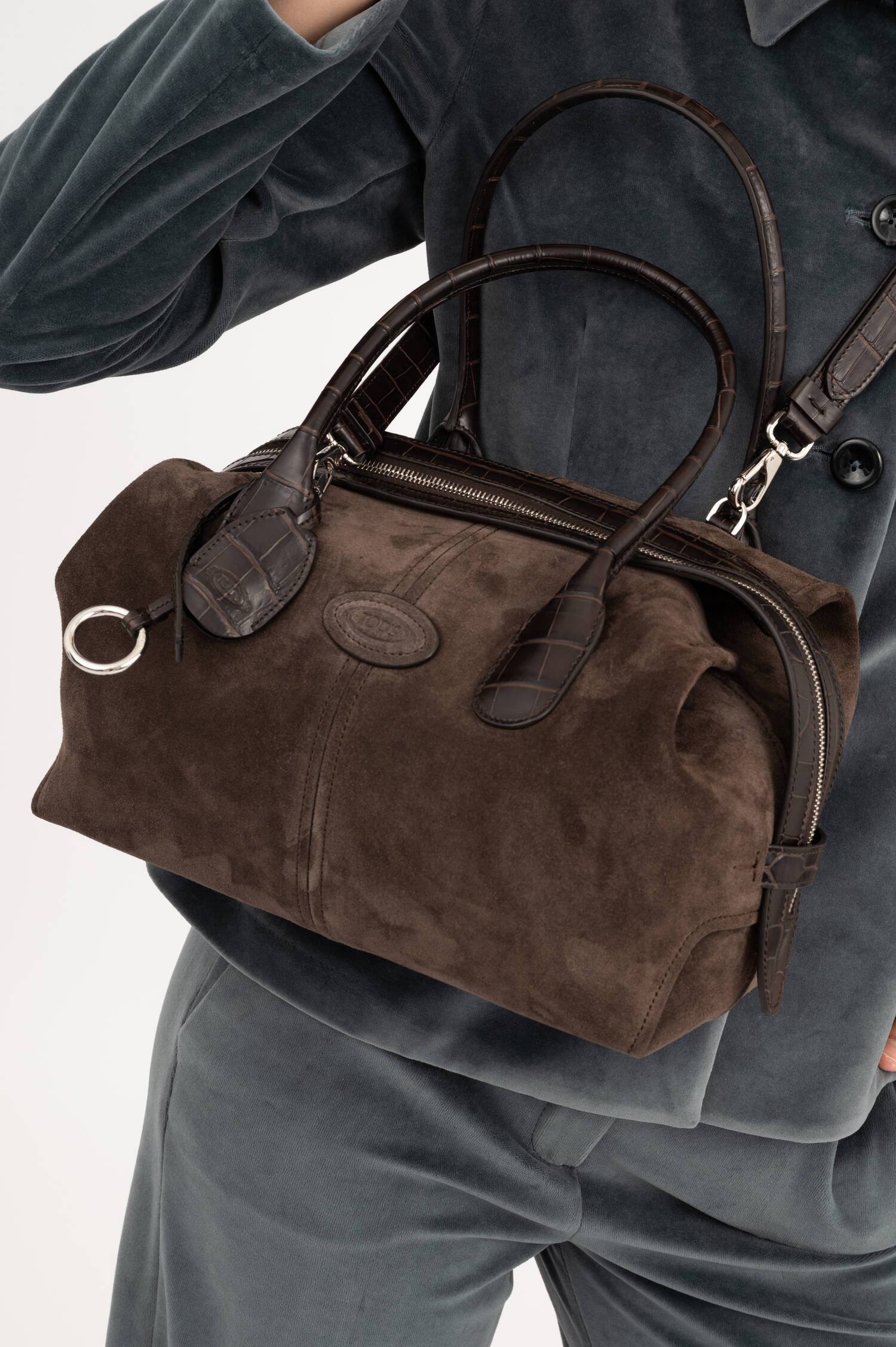 Suede Bowling Bag in Braun