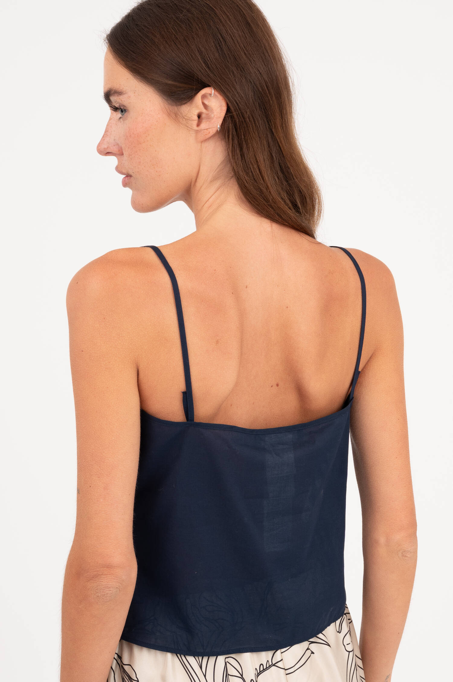 Transparente Seidenbluse in Navy