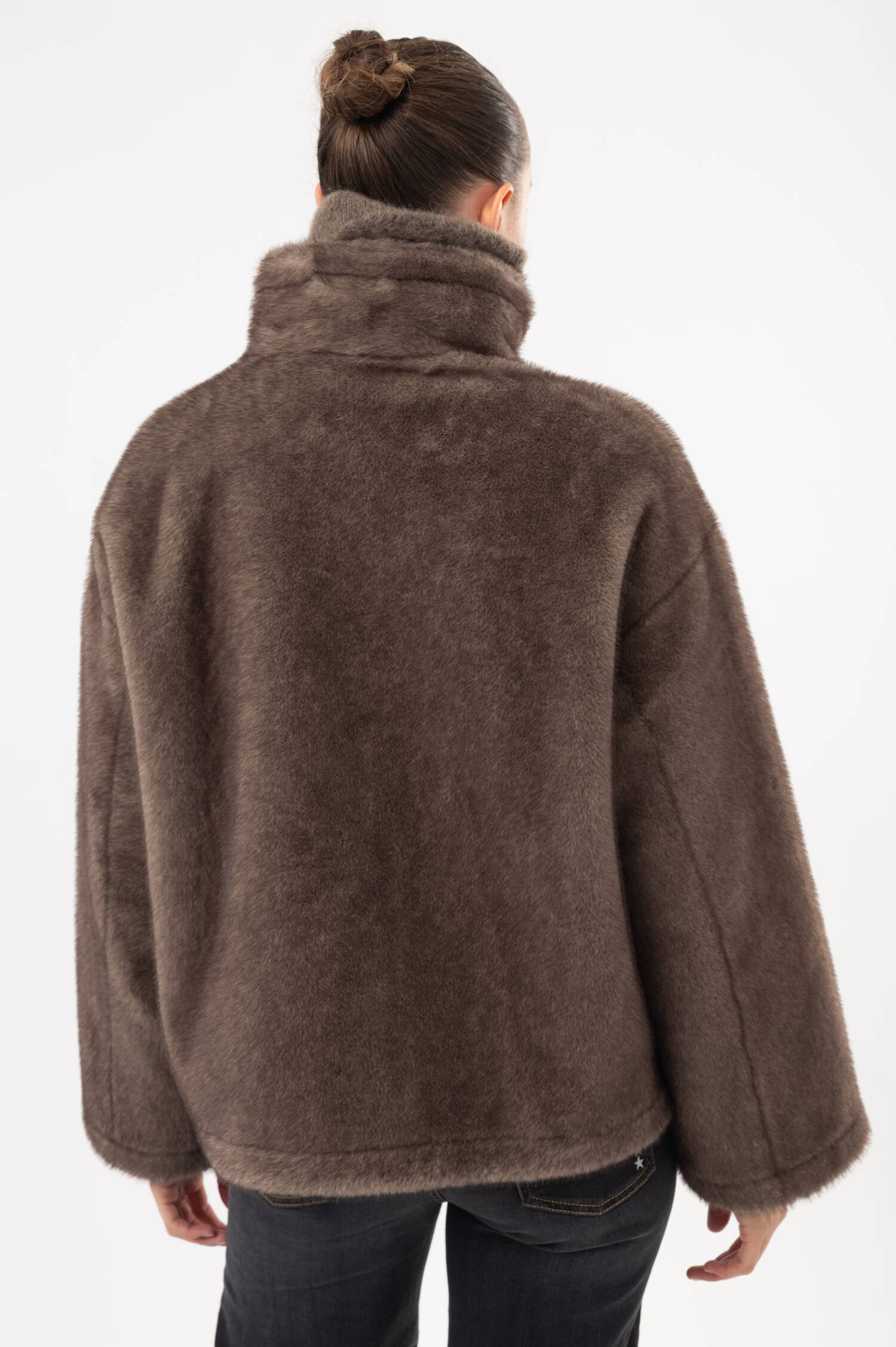 Faux-Fur-Jacke in Graubraun