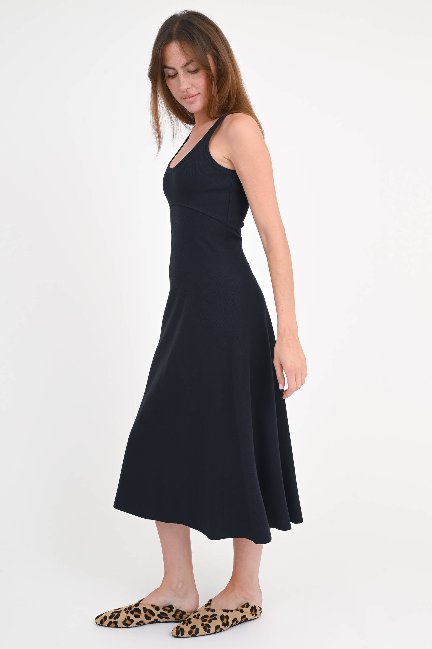 Midi-Rippstrickkleid in Dark Nvy