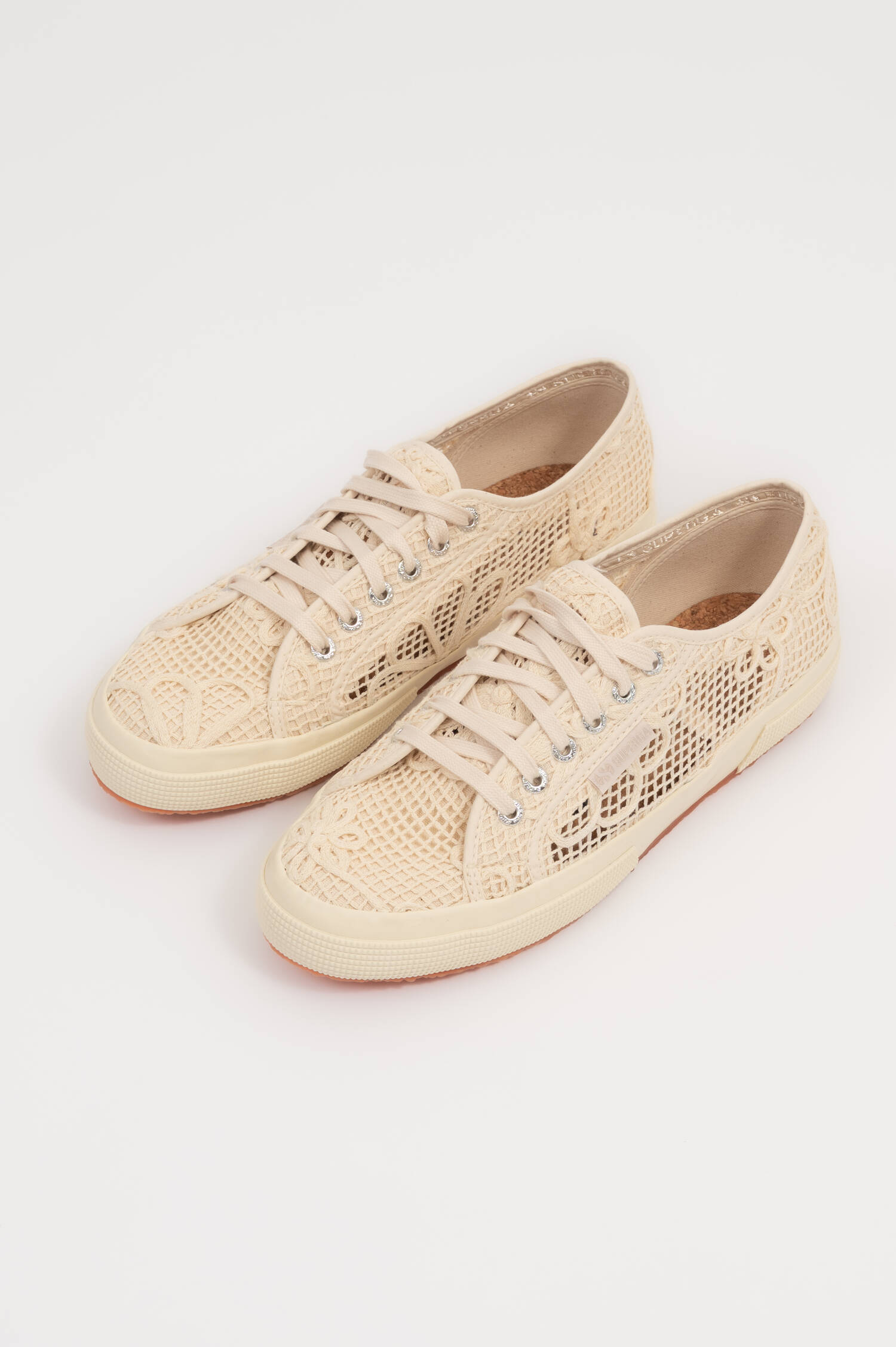 Sneaker NET FLOWER CROCHET in Creme