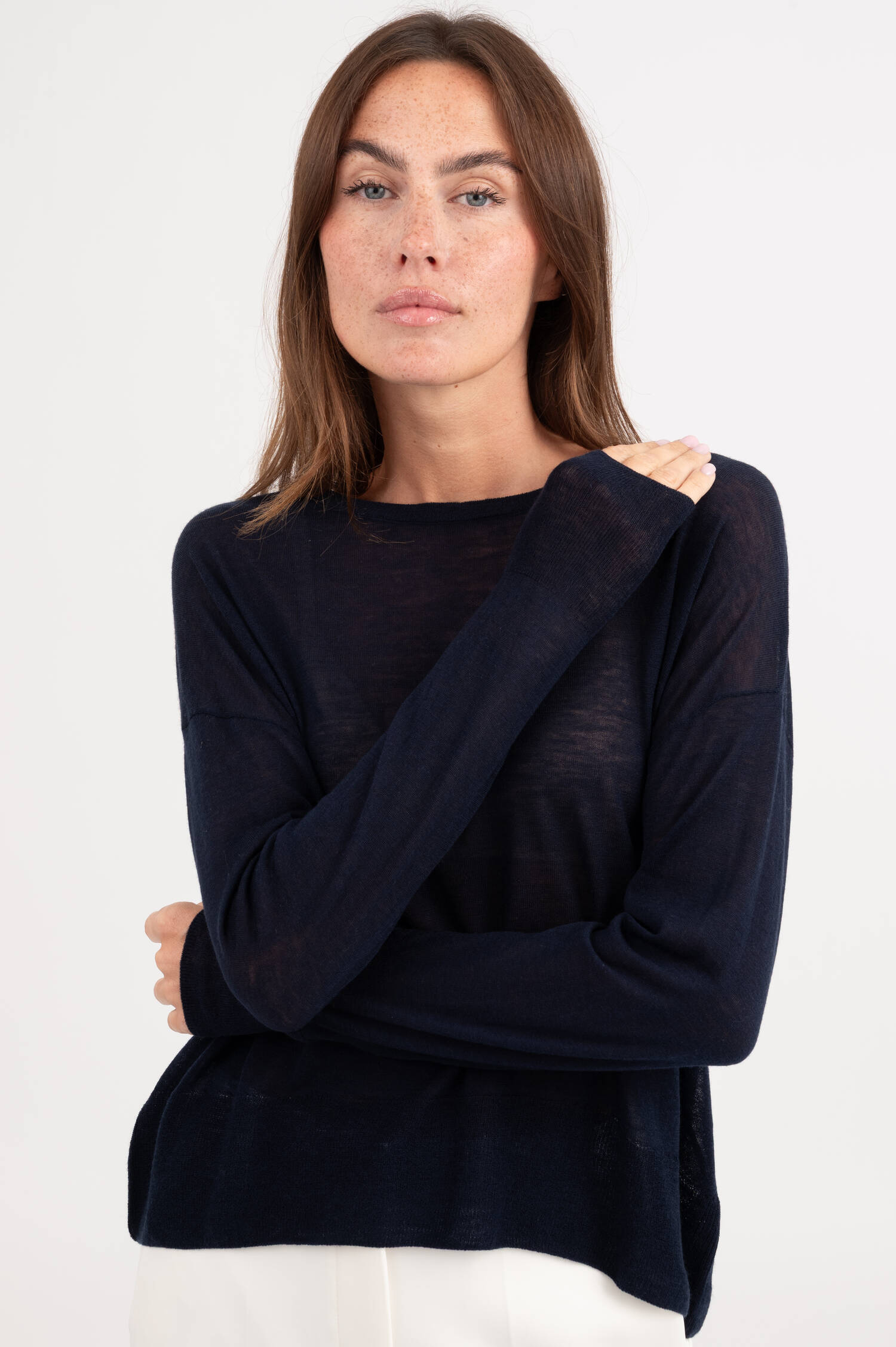 Gestricktes Langarmshirt in Navy Gestricktes Langarmshirt in Navy