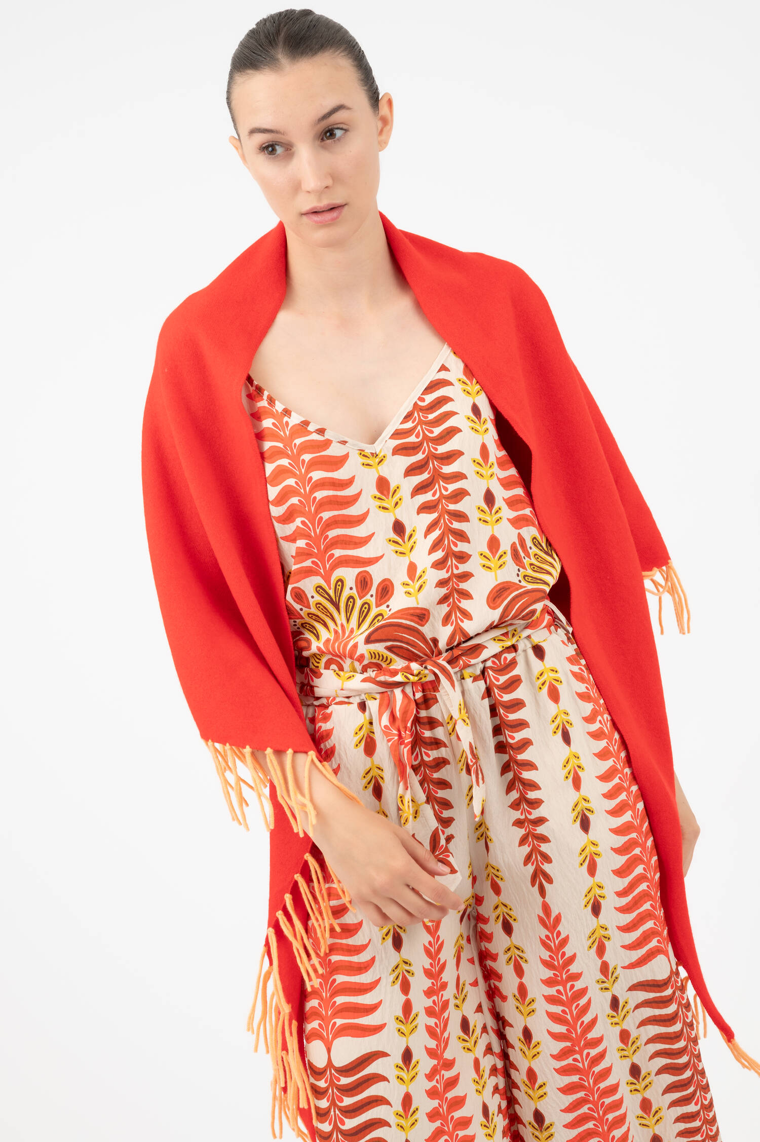 Dreieckstuch aus Woll-Cashmere in Rot/Orange Dreieckstuch aus Woll-Cashmere in Rot/Orange