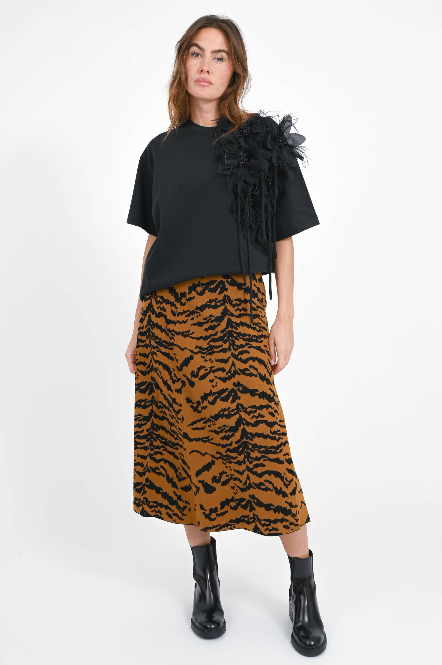 Rock mit Animal-Print in Cinnamon