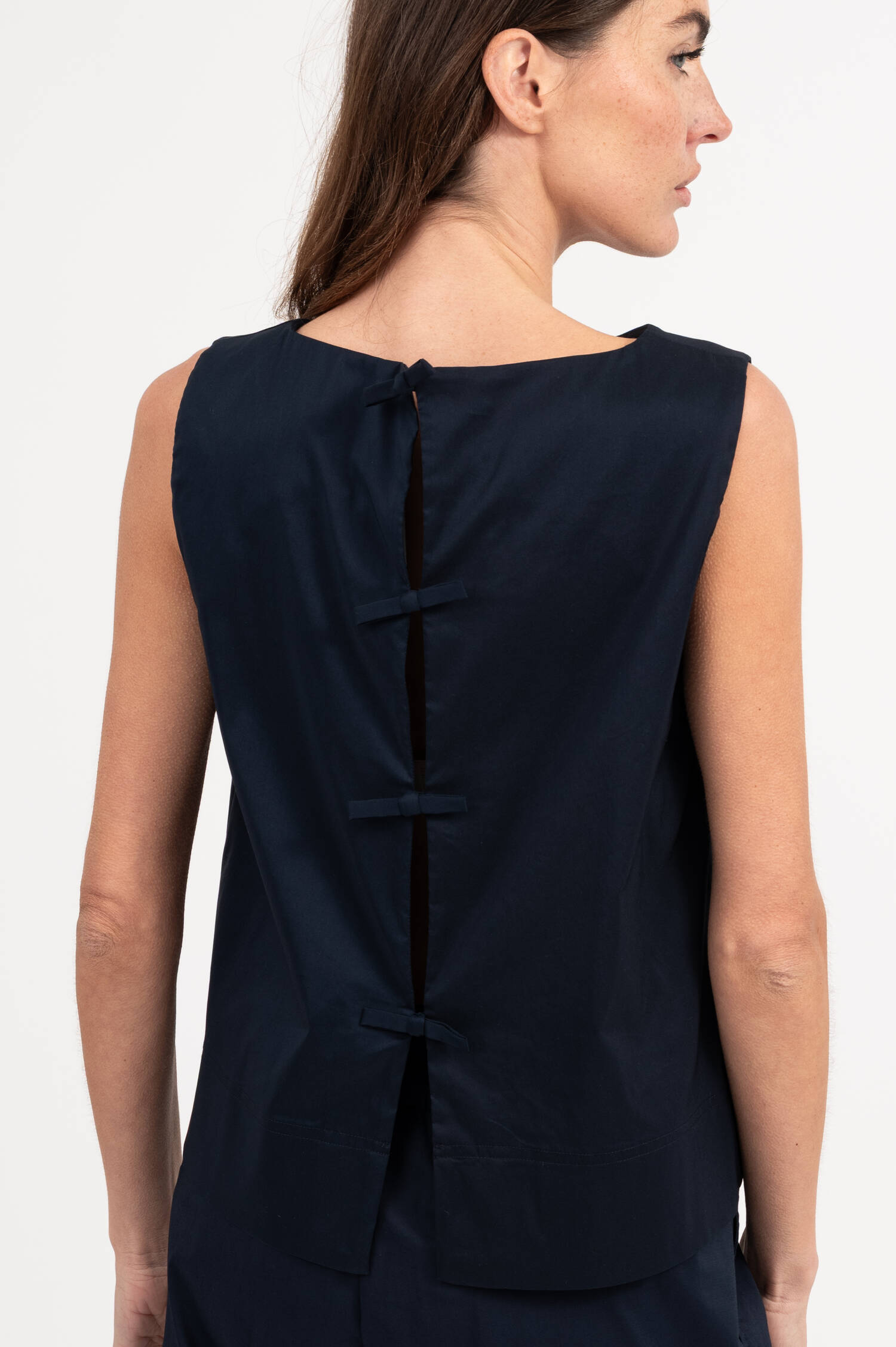 Blusentop mit Maschen-Detail in Navy