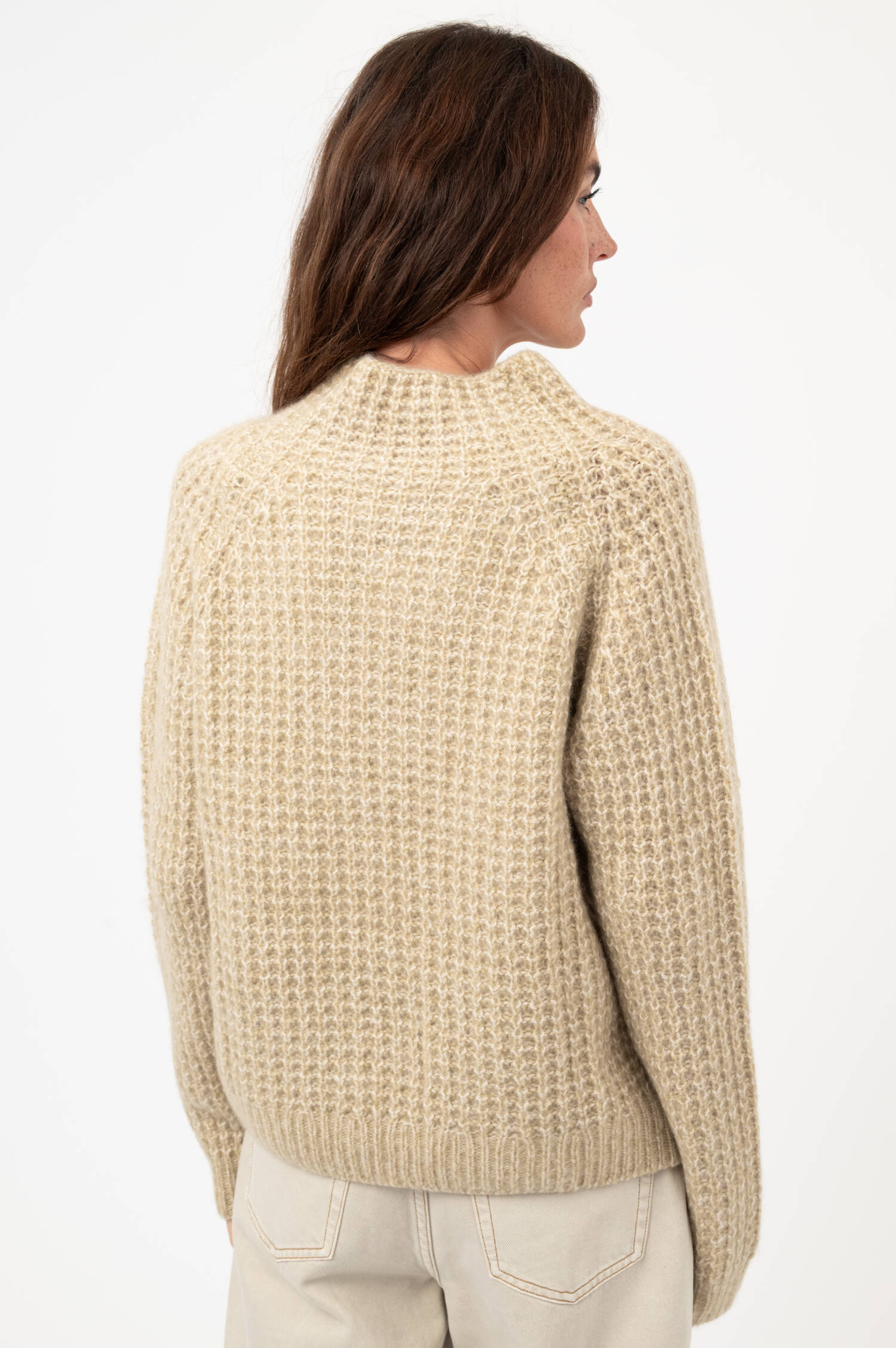 Netzstrick-Pullover in Beige Netzstrick-Pullover in Beige