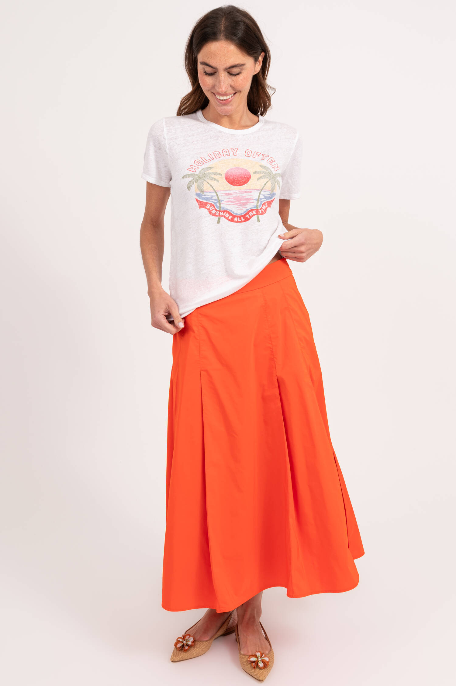 Leinen T-Shirt HOLIDAY in Weiß