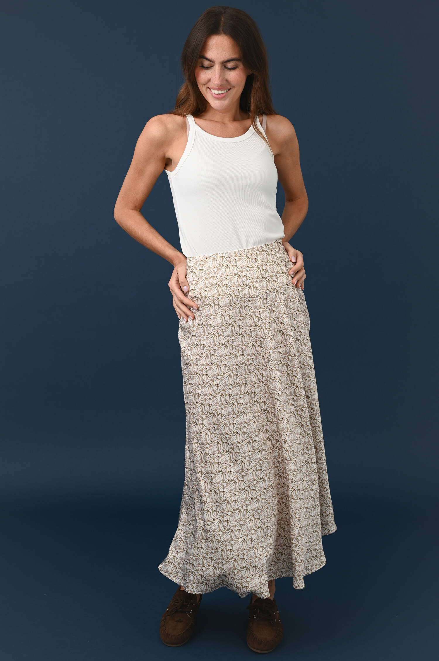 Seidenmix Rock HANJAM mit Blattmuster Seidenmix Rock HANJAM mit Blattmuster