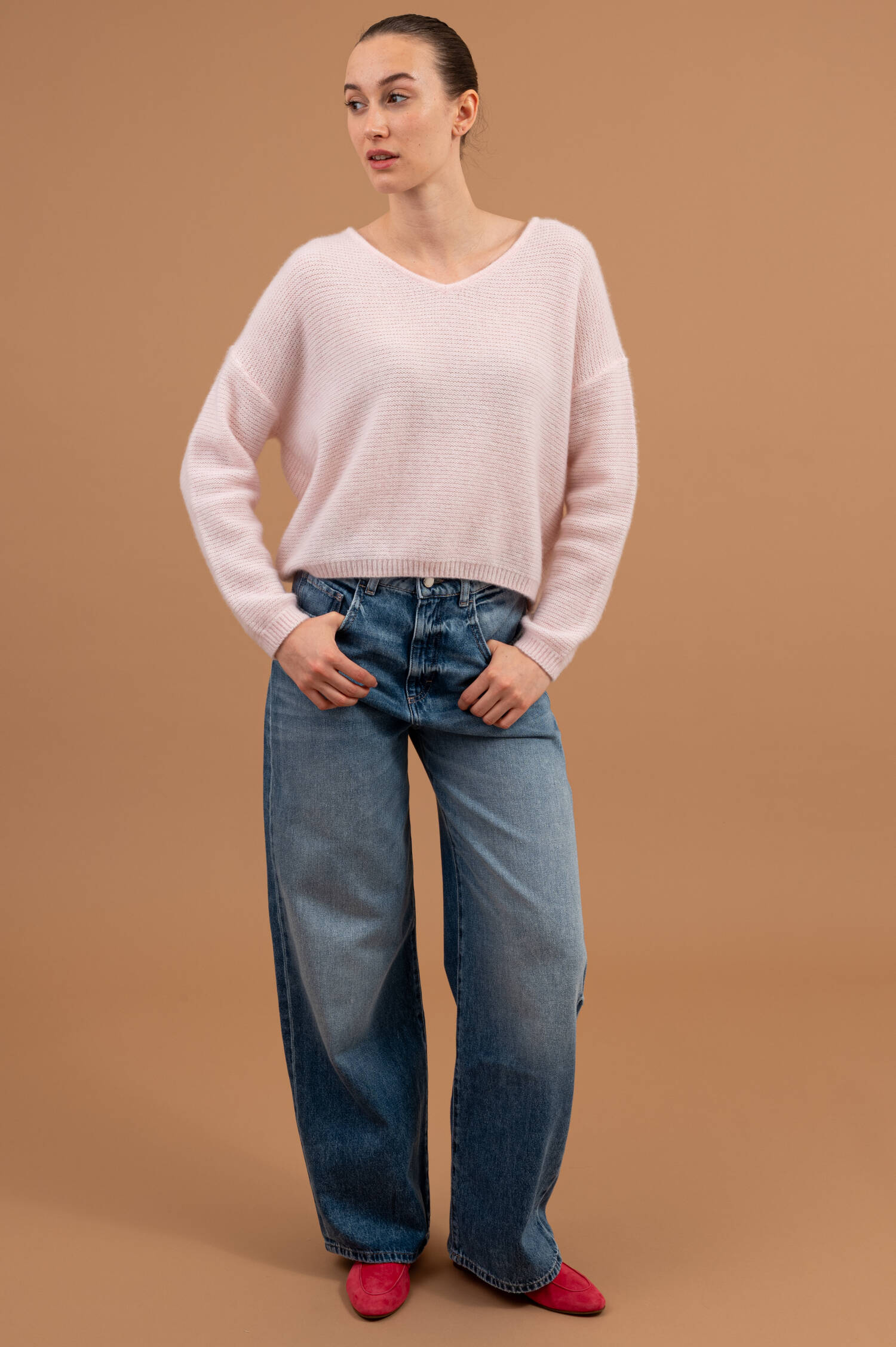 Krausstrick Pullover in Palerosa