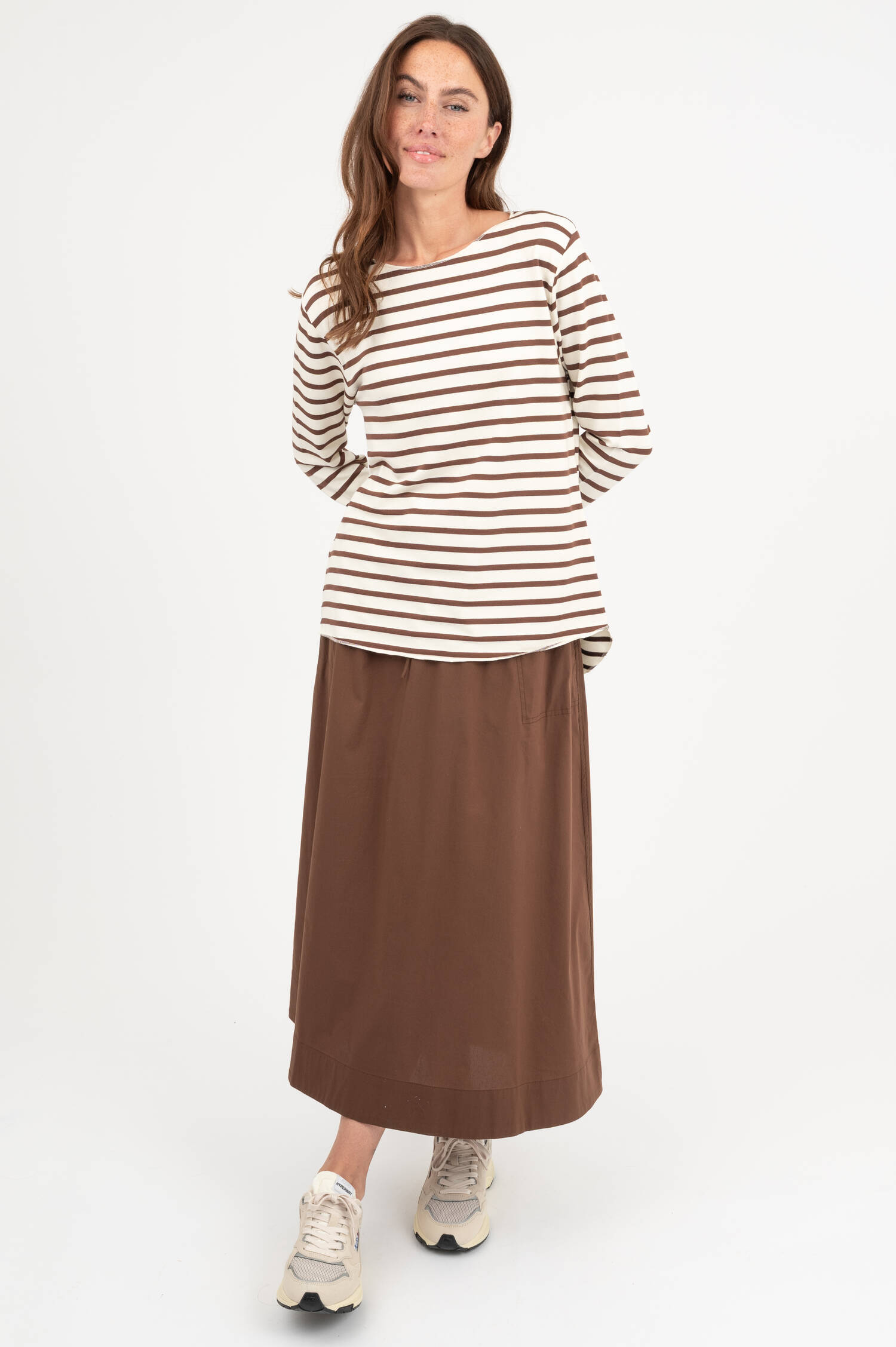 Langarm Shirt in Ecru/Braun gestreift Langarm Shirt in Ecru/Braun gestreift