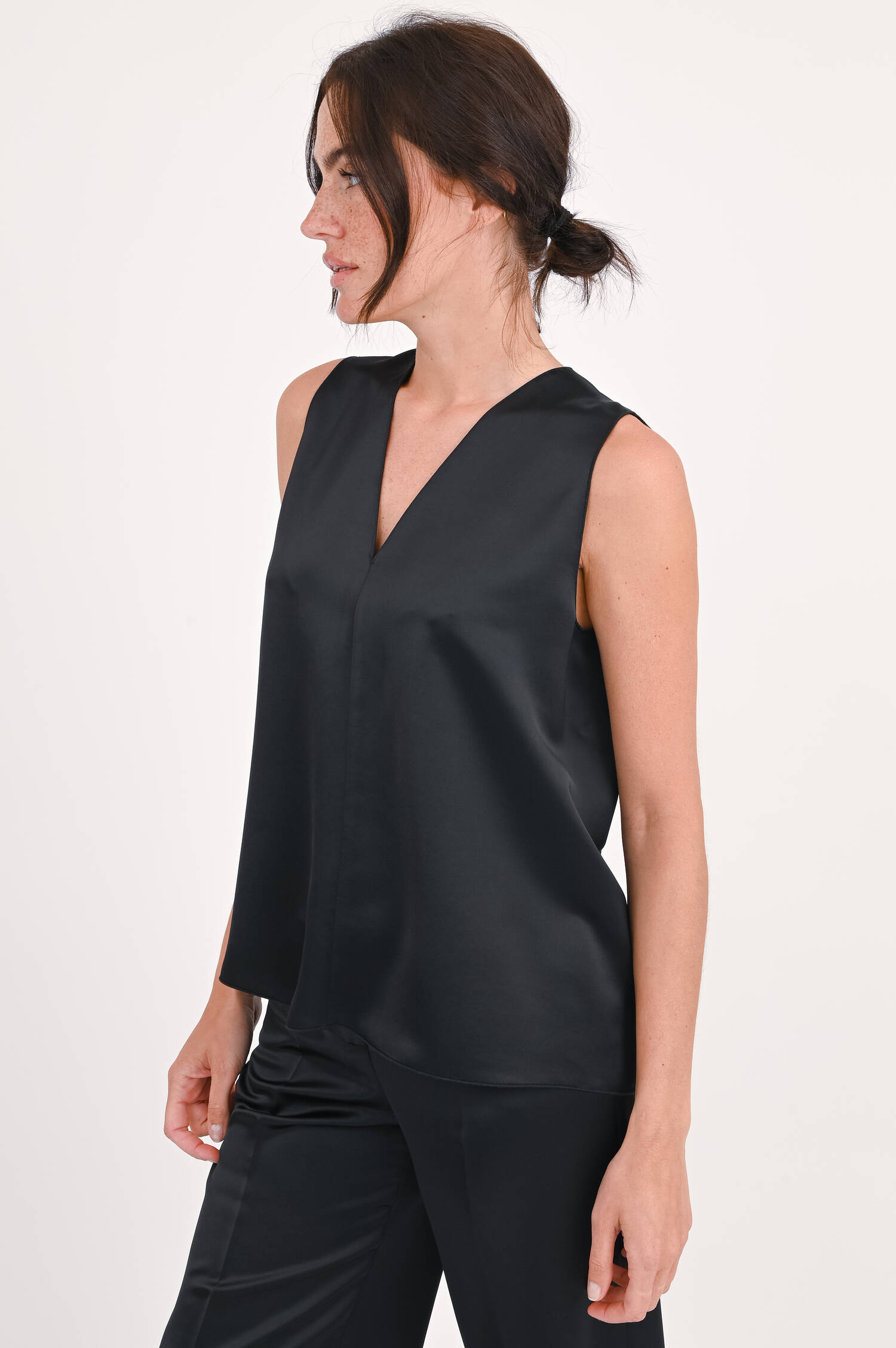 Satin-Blusentop in Schwarz Satin-Blusentop in Schwarz