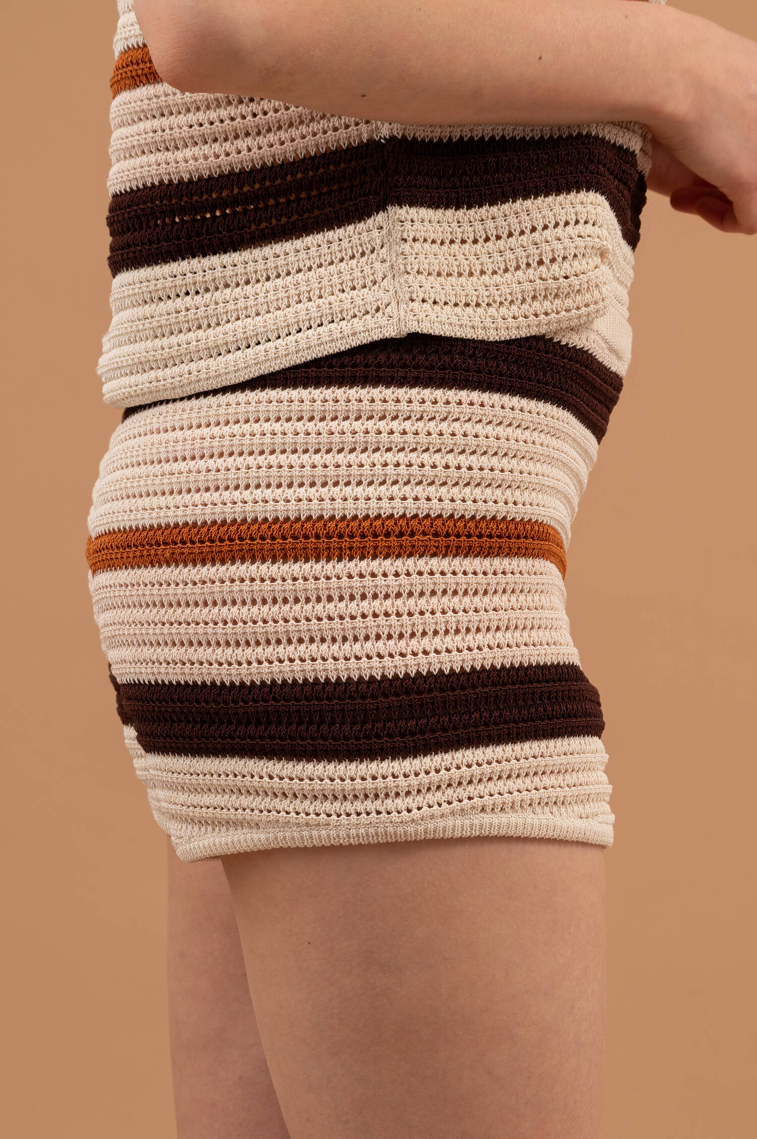 Strickshorts LENITA in Beige/Braun/Rust gestreift Strickshorts LENITA in Beige/Braun/Rust gestreift