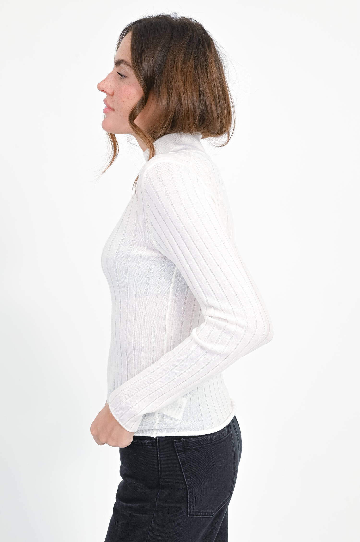 Pullover mit Stehkragen in Offwhite