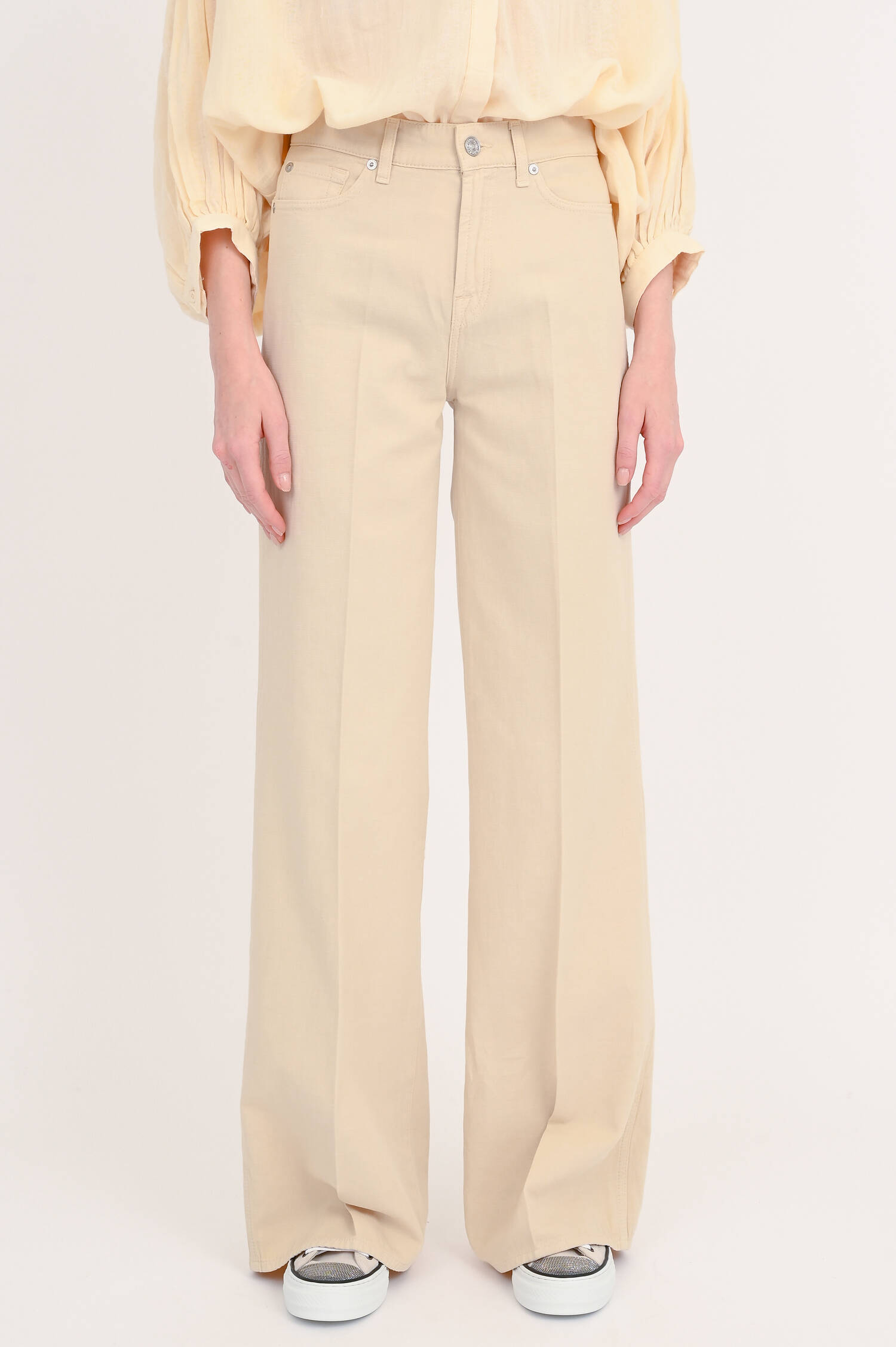 Jeans LOTTA aus Baumwoll-Leinen-Mix in Beige