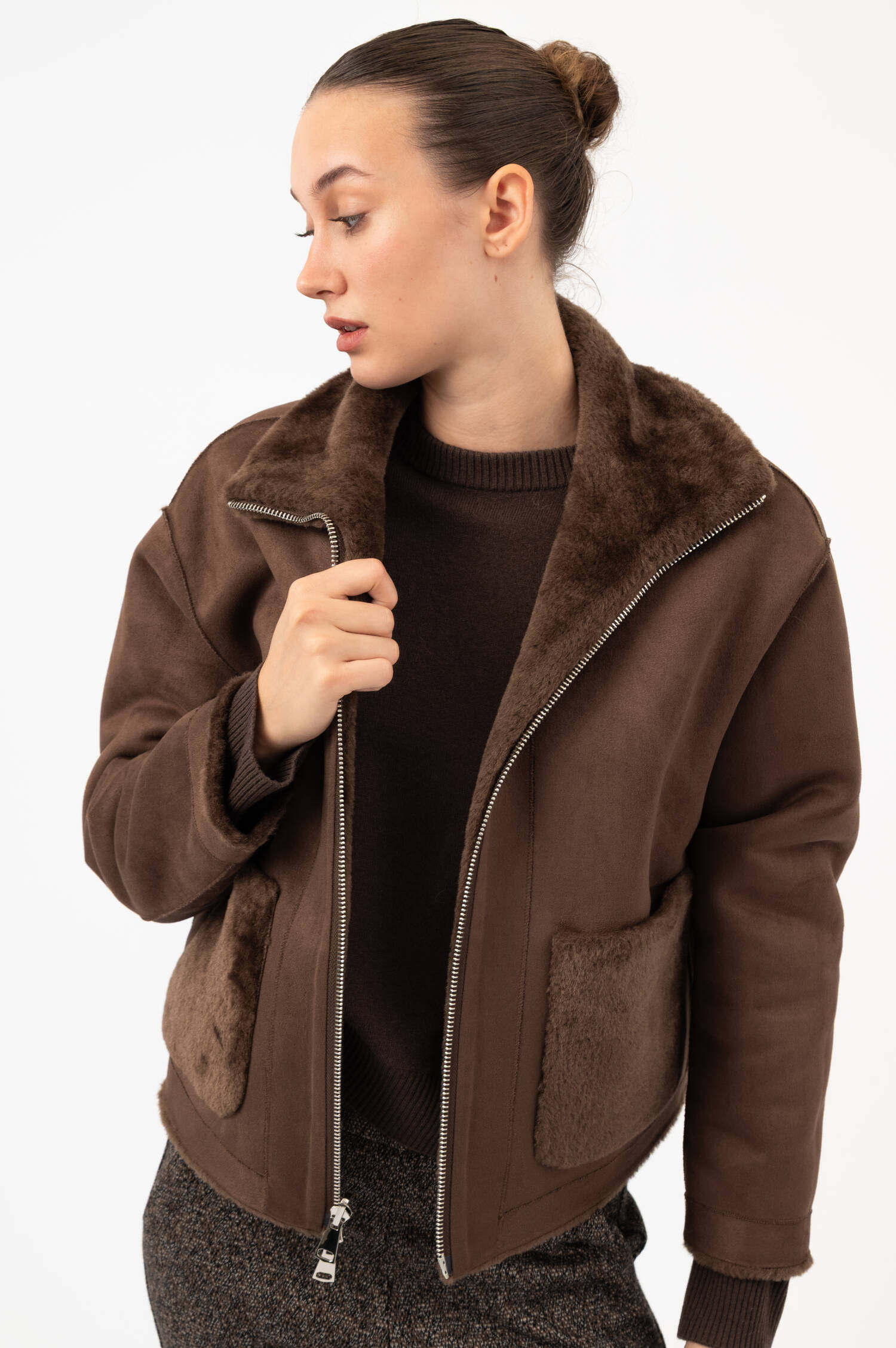 Faux-Fur-Jacke SHAO in Braun Faux-Fur-Jacke SHAO in Braun