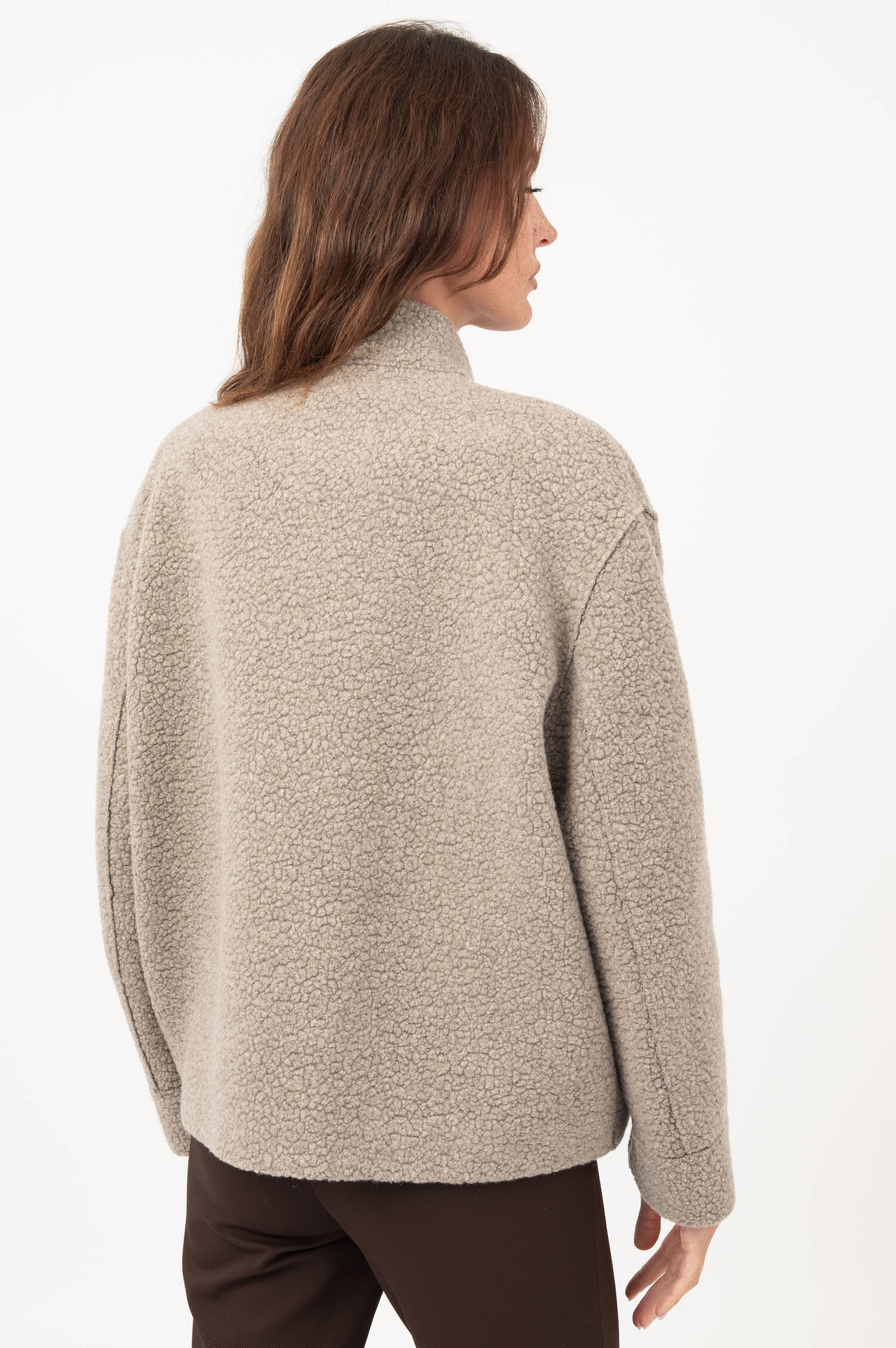 Bouclé Bomberjacke in Taupe Bouclé Bomberjacke in Taupe