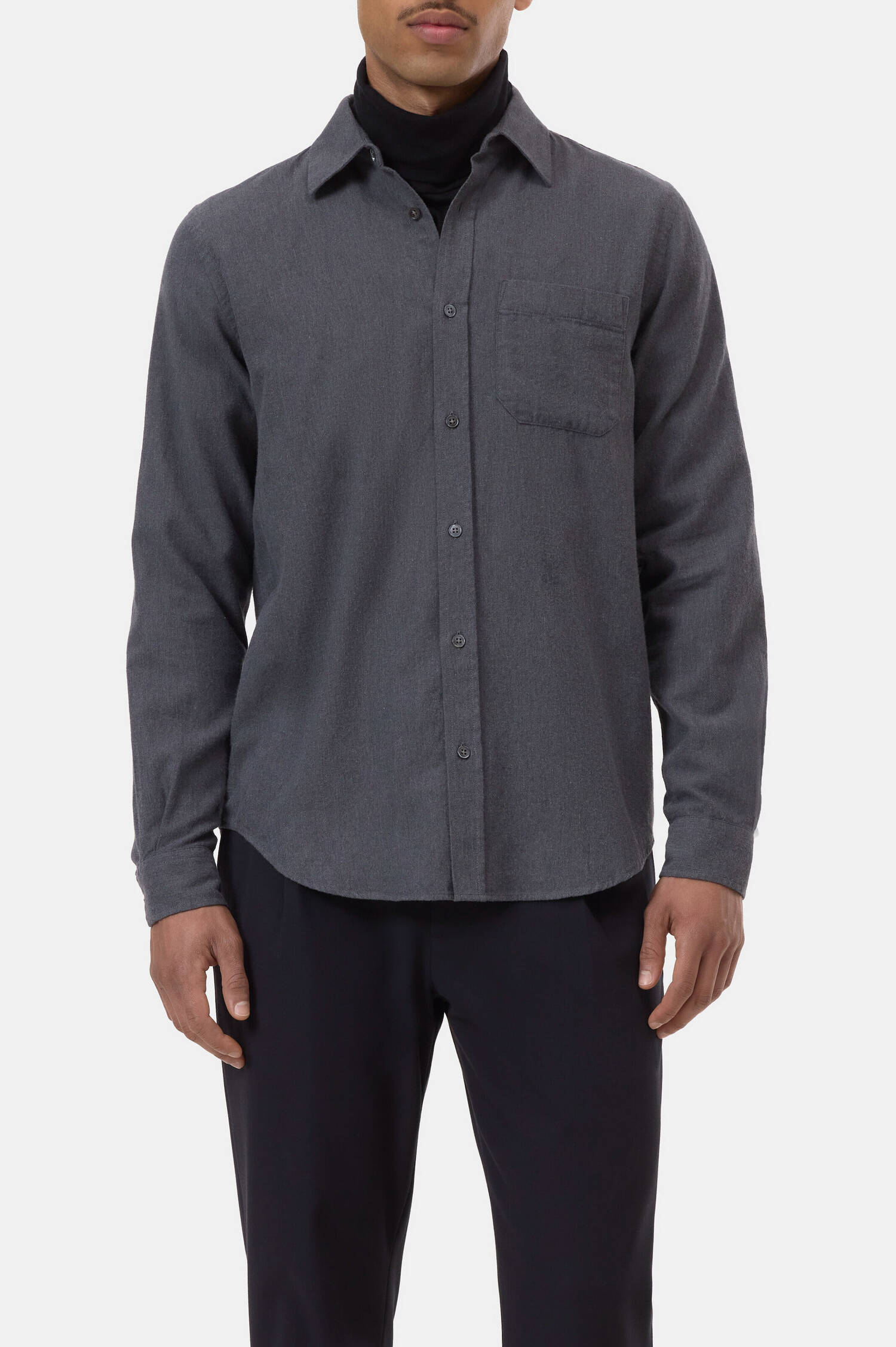 Flanell-Hemd aus Baumwolle in Dark Grey