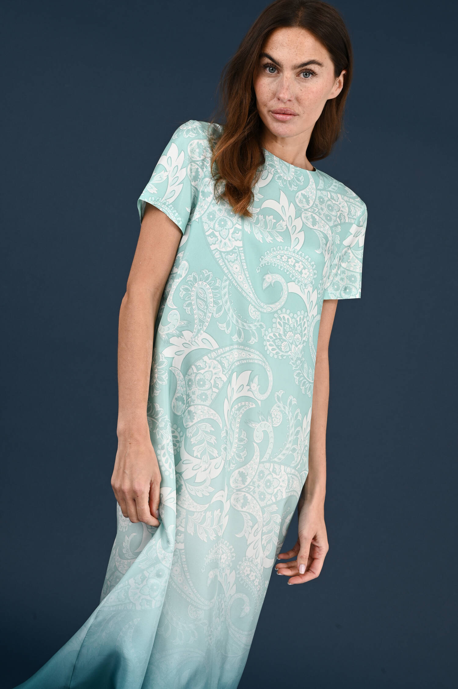 Seidenkleid in Aquamarine