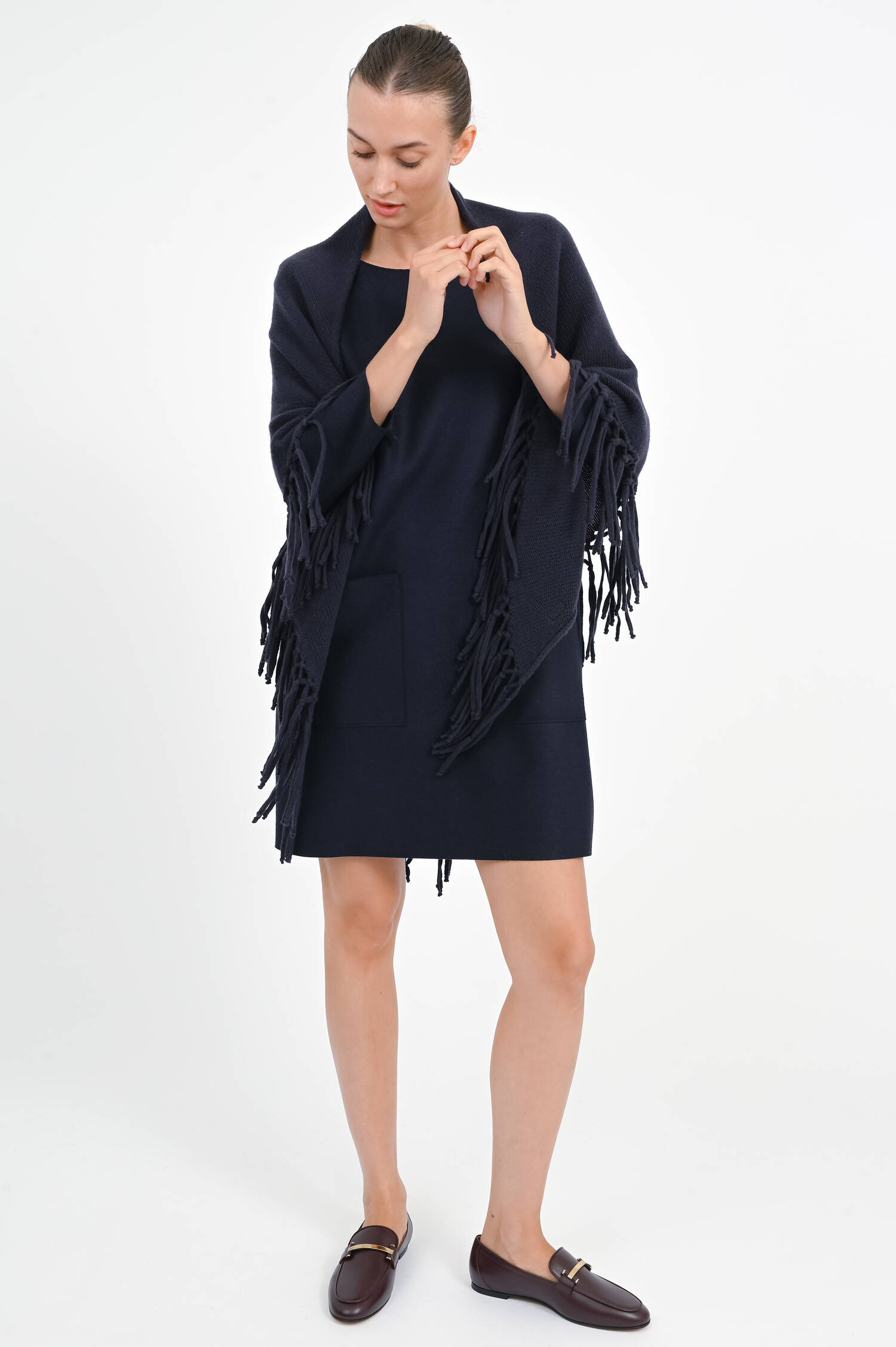 Kleid aus reiner Wolle in Navy