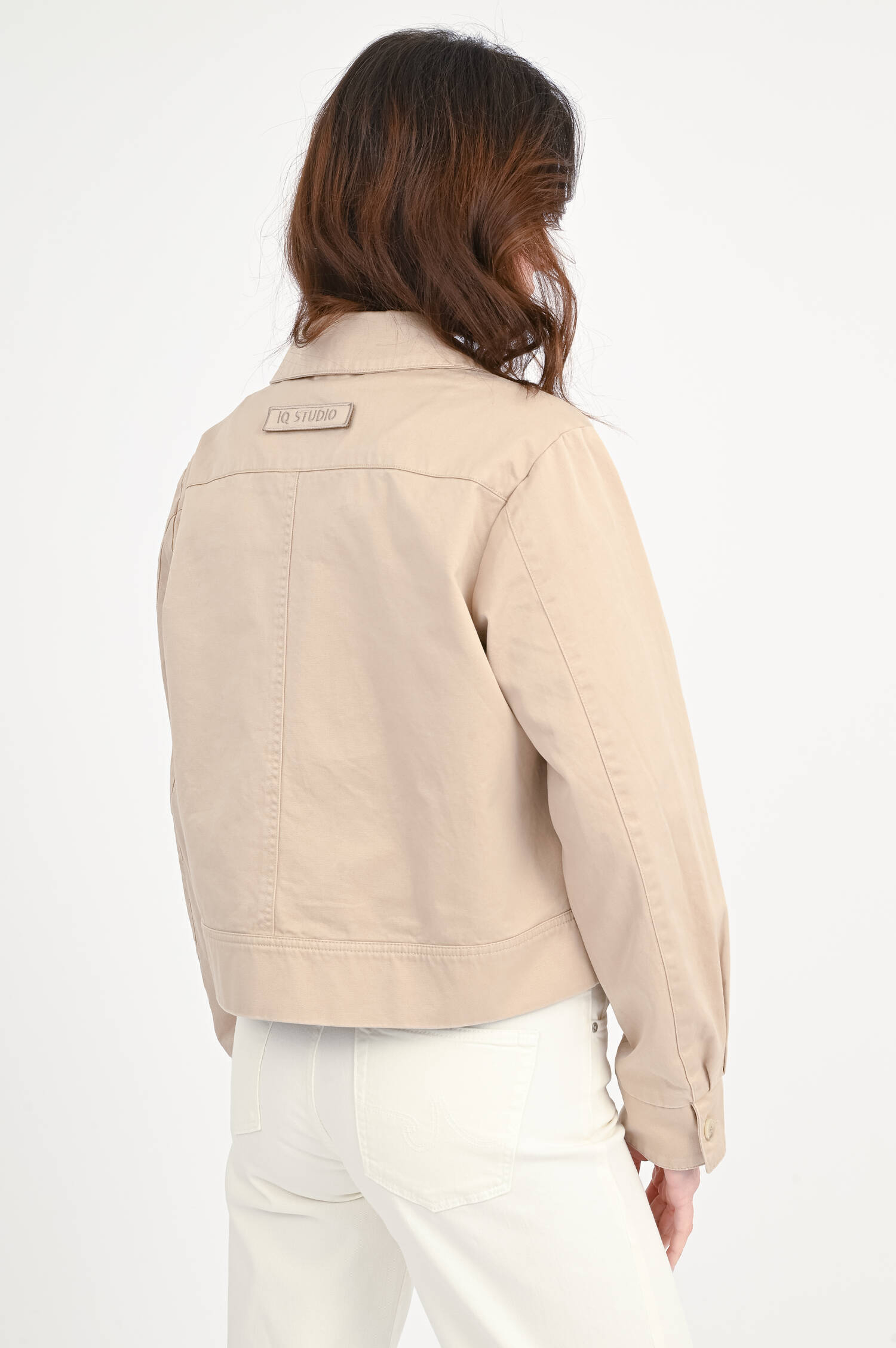Boxy Baumwoll-Jacke in Beige