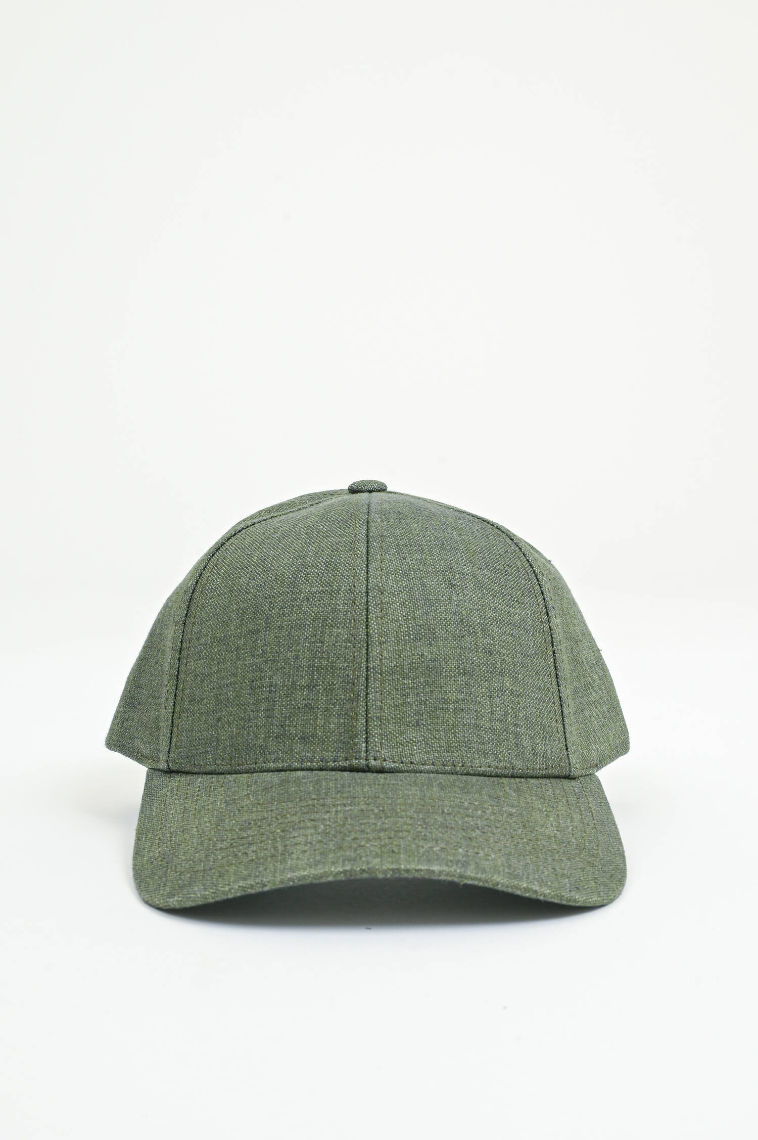 Basecap aus Leinen in Oliv meliert