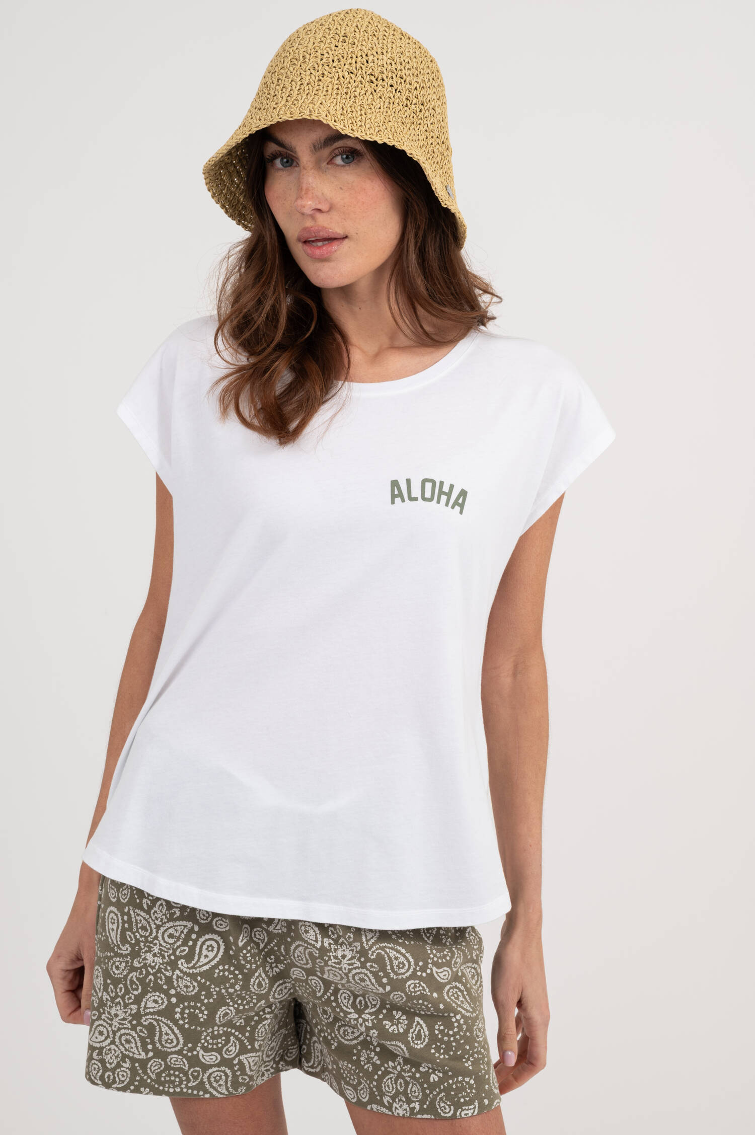 Bucket Hat in Stroh-Optik in Natur