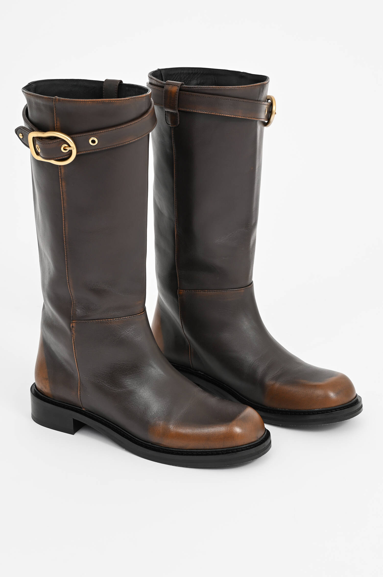 Lederboots im Vintage-Look in Black Chocolate Lederboots im Vintage-Look in Black Chocolate