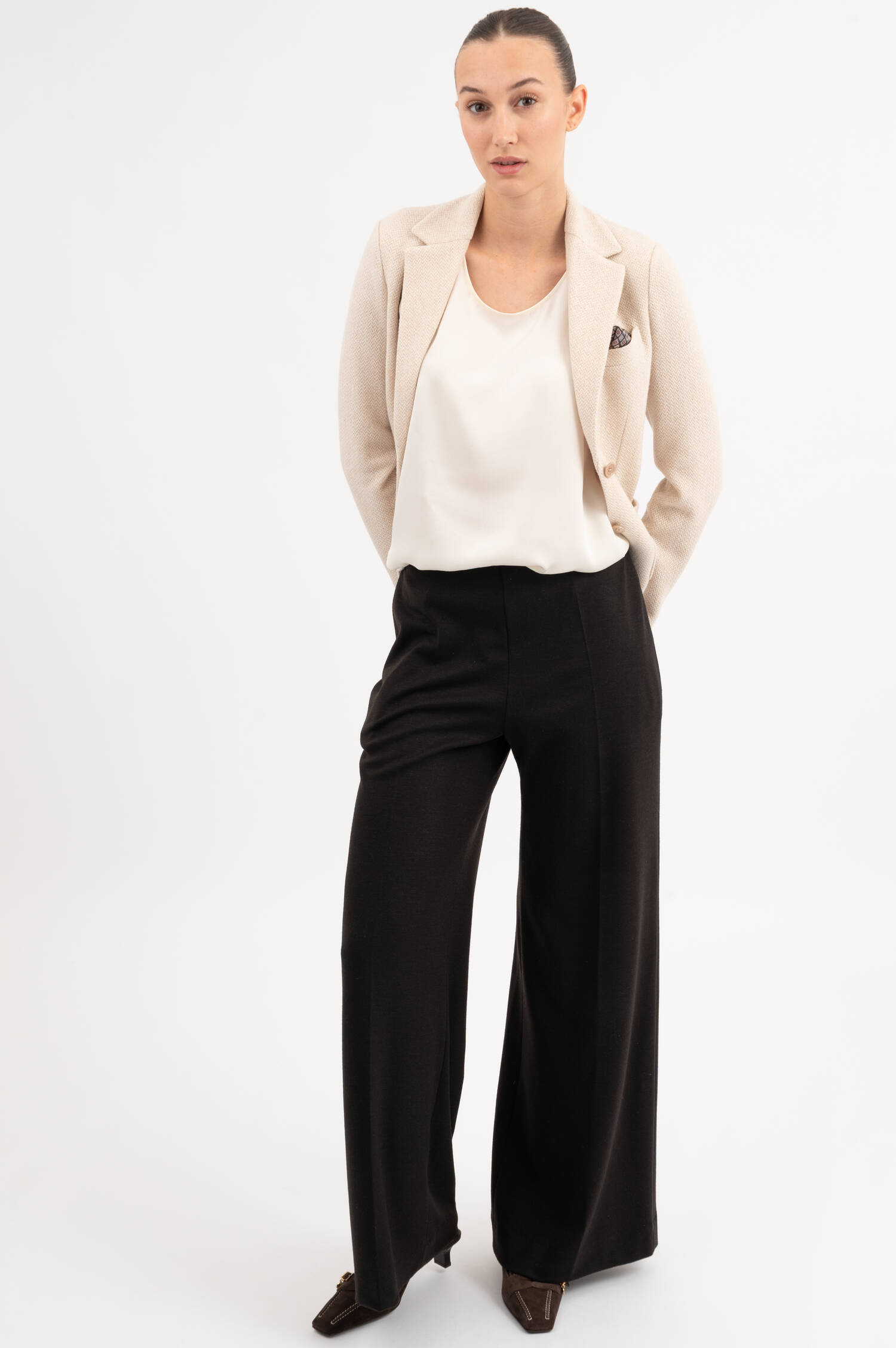 Wide-Leg Wollhose in Dunkelbraun Wide-Leg Wollhose in Dunkelbraun