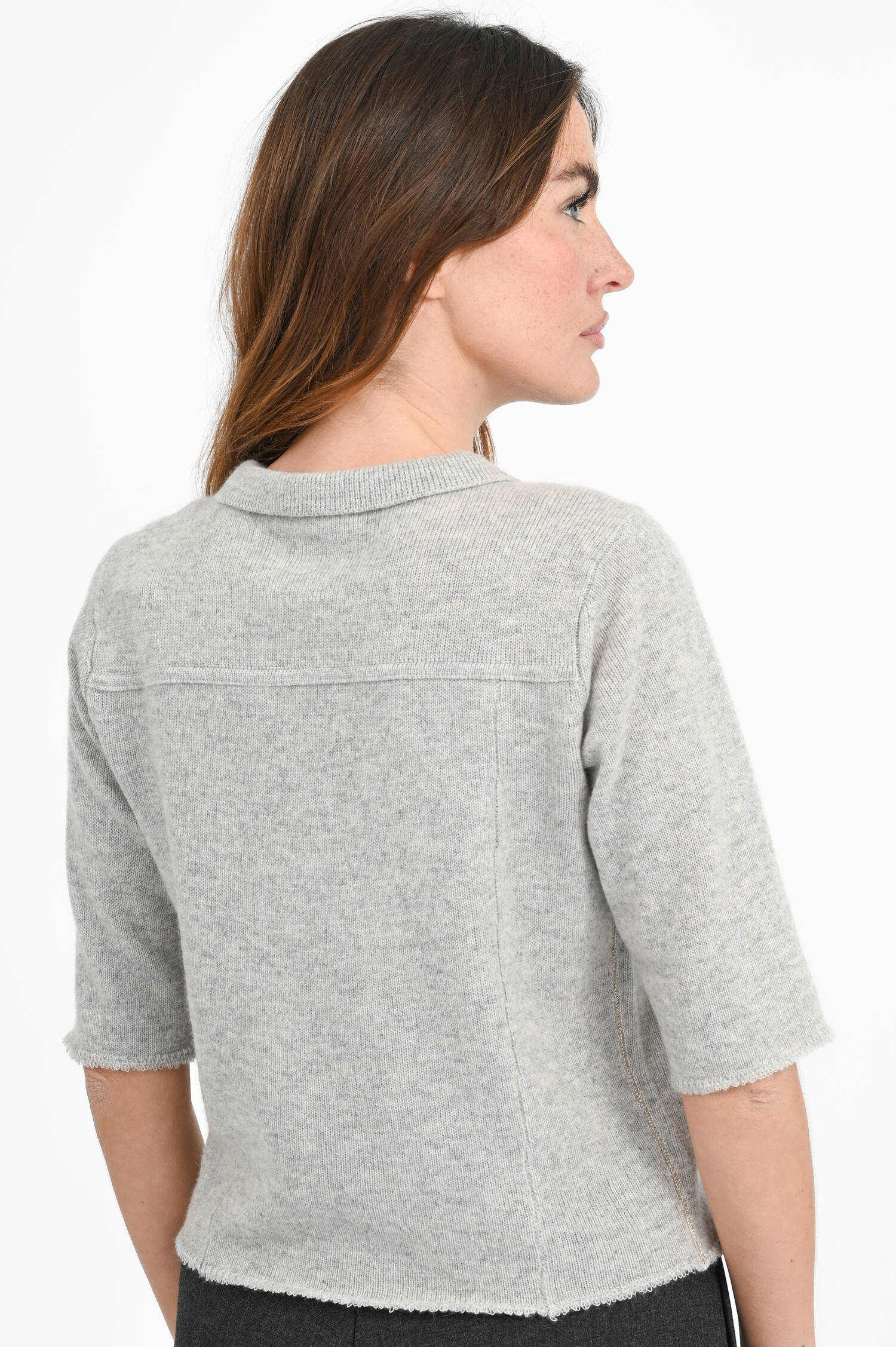Kurzarm Cardigan aus Cashmere-Mix in Light Grey Kurzarm Cardigan aus Cashmere-Mix in Light Grey