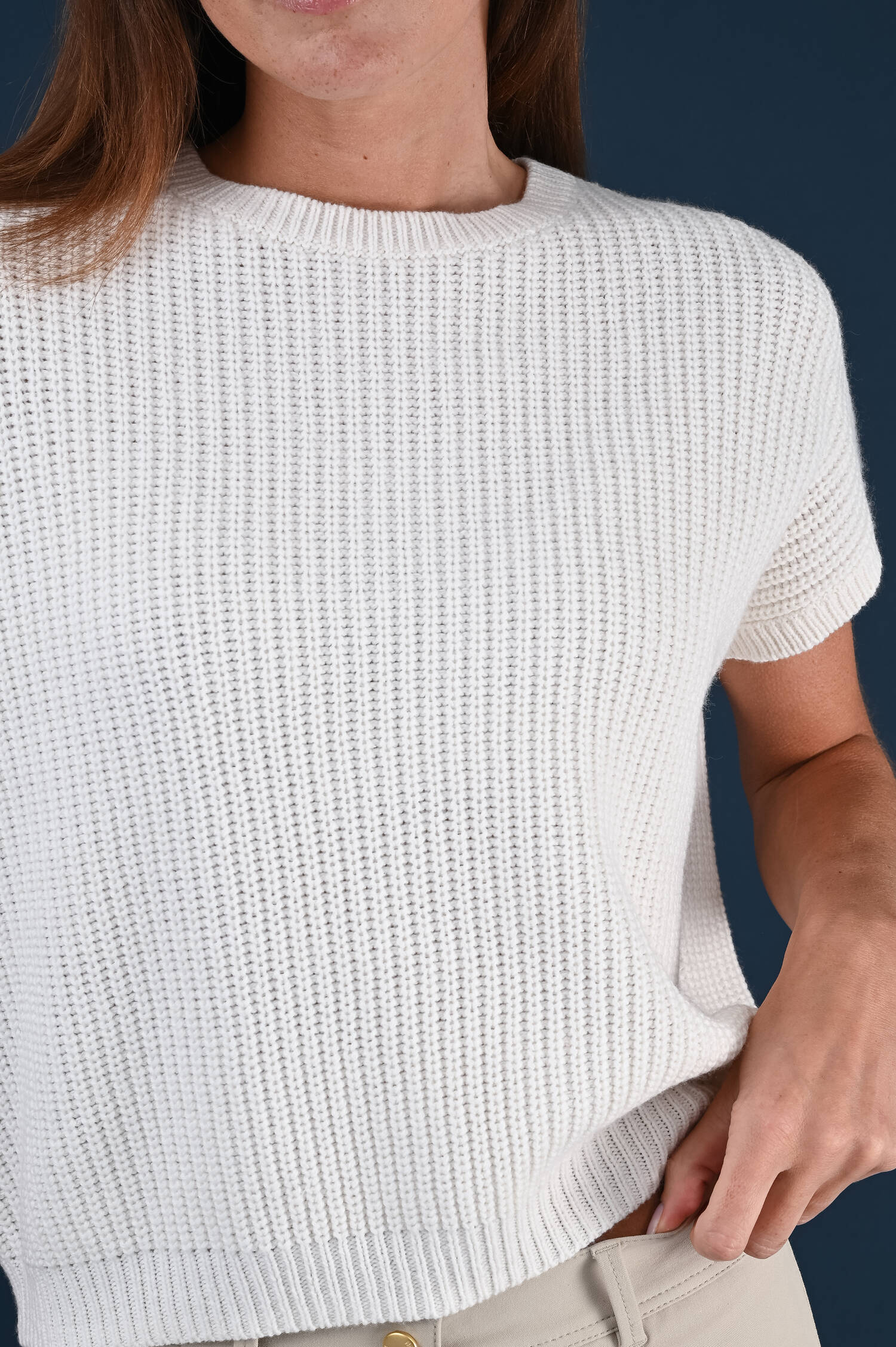 Grobstrickpullover in Weiß