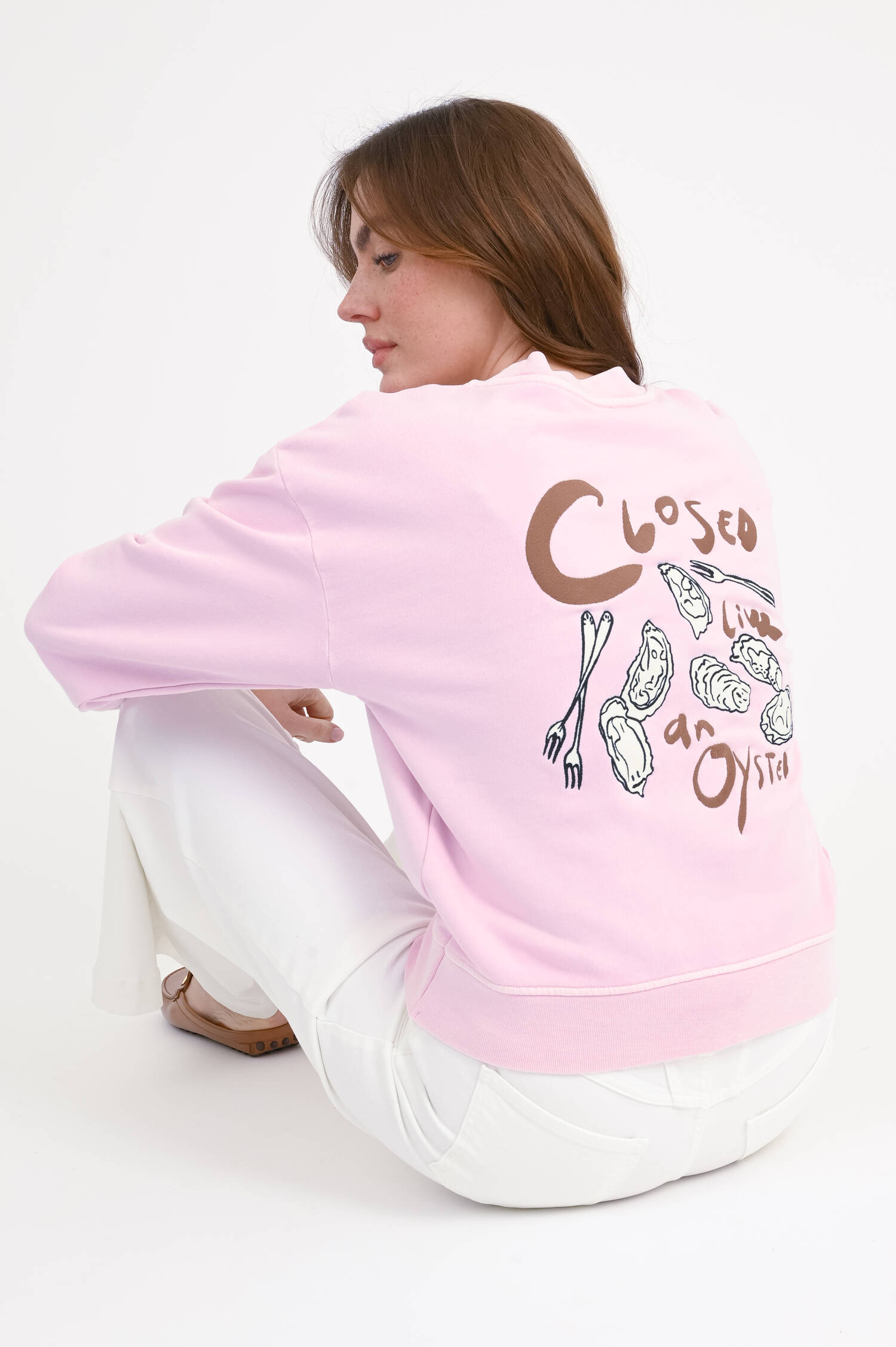 Sweatshirt mit XXL Back Stiching in Rosa