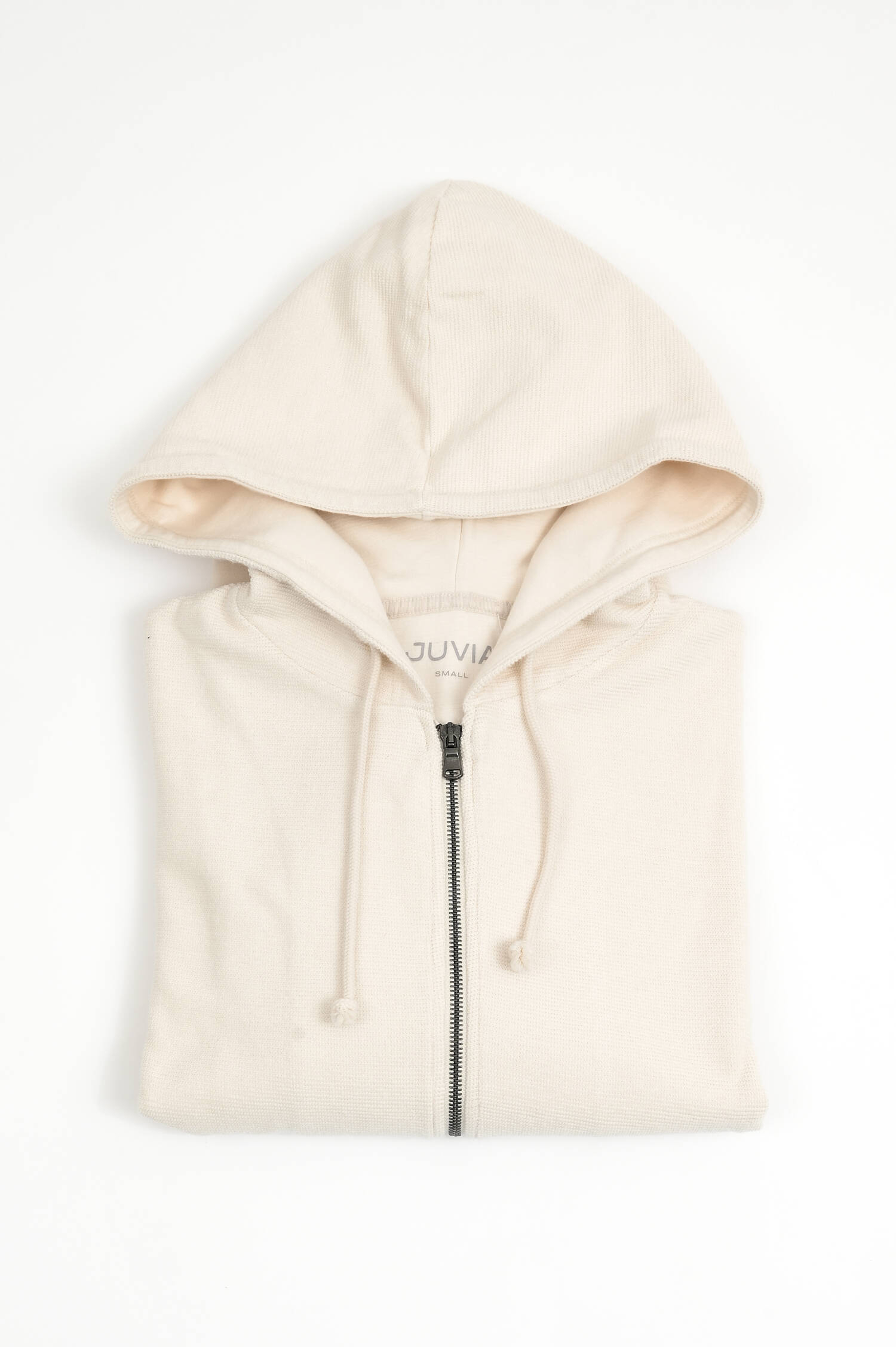 Curly-Sweatshirtjacke in Creme