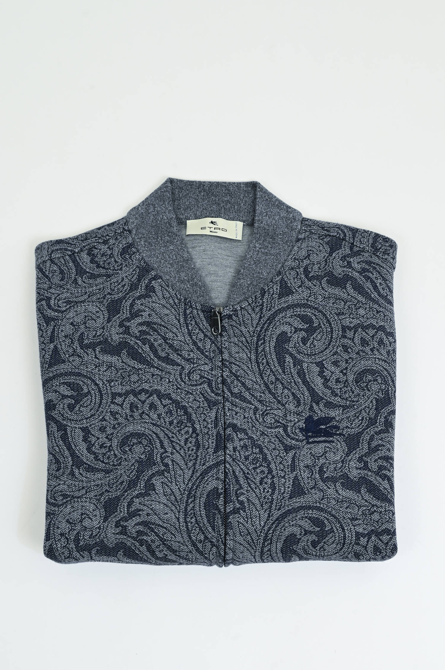 Gemusterte Bomberjacke in Grau/Navy