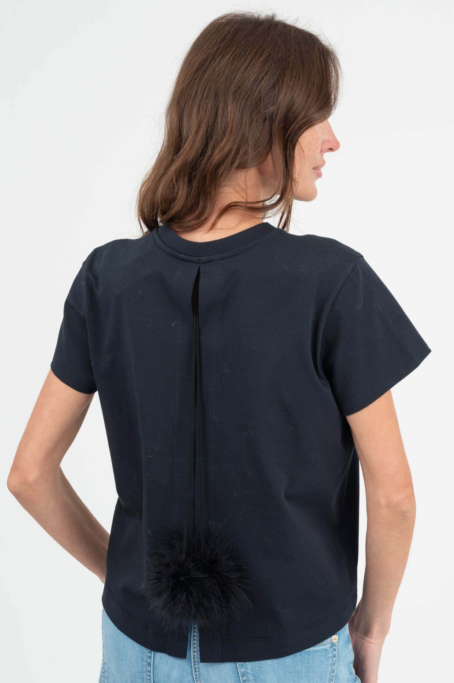 T-Shirt mit Feder-Details in Navy T-Shirt mit Feder-Details in Navy