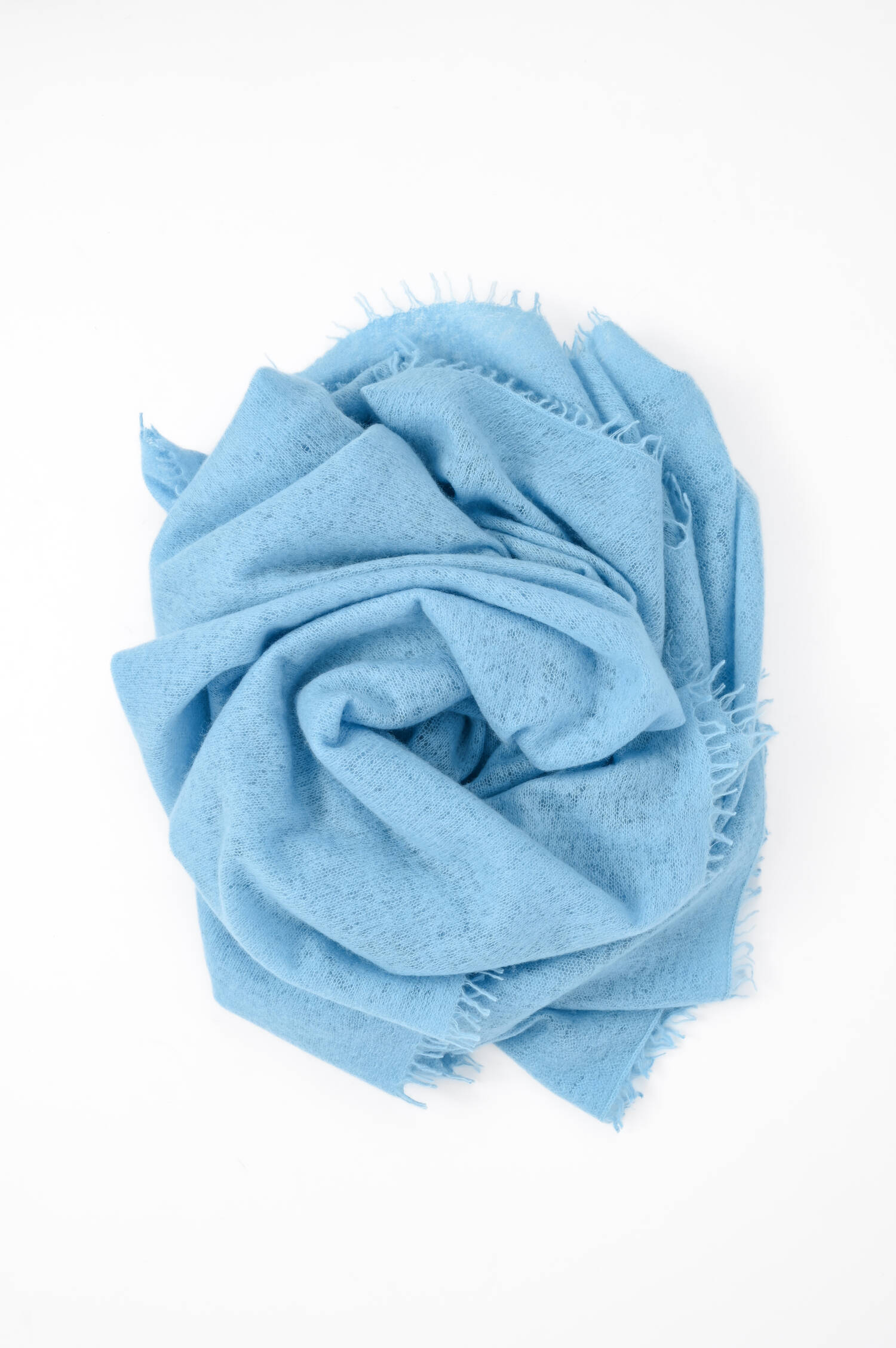Cashmere-Schal mit Fransen in Hellblau Cashmere-Schal mit Fransen in Hellblau