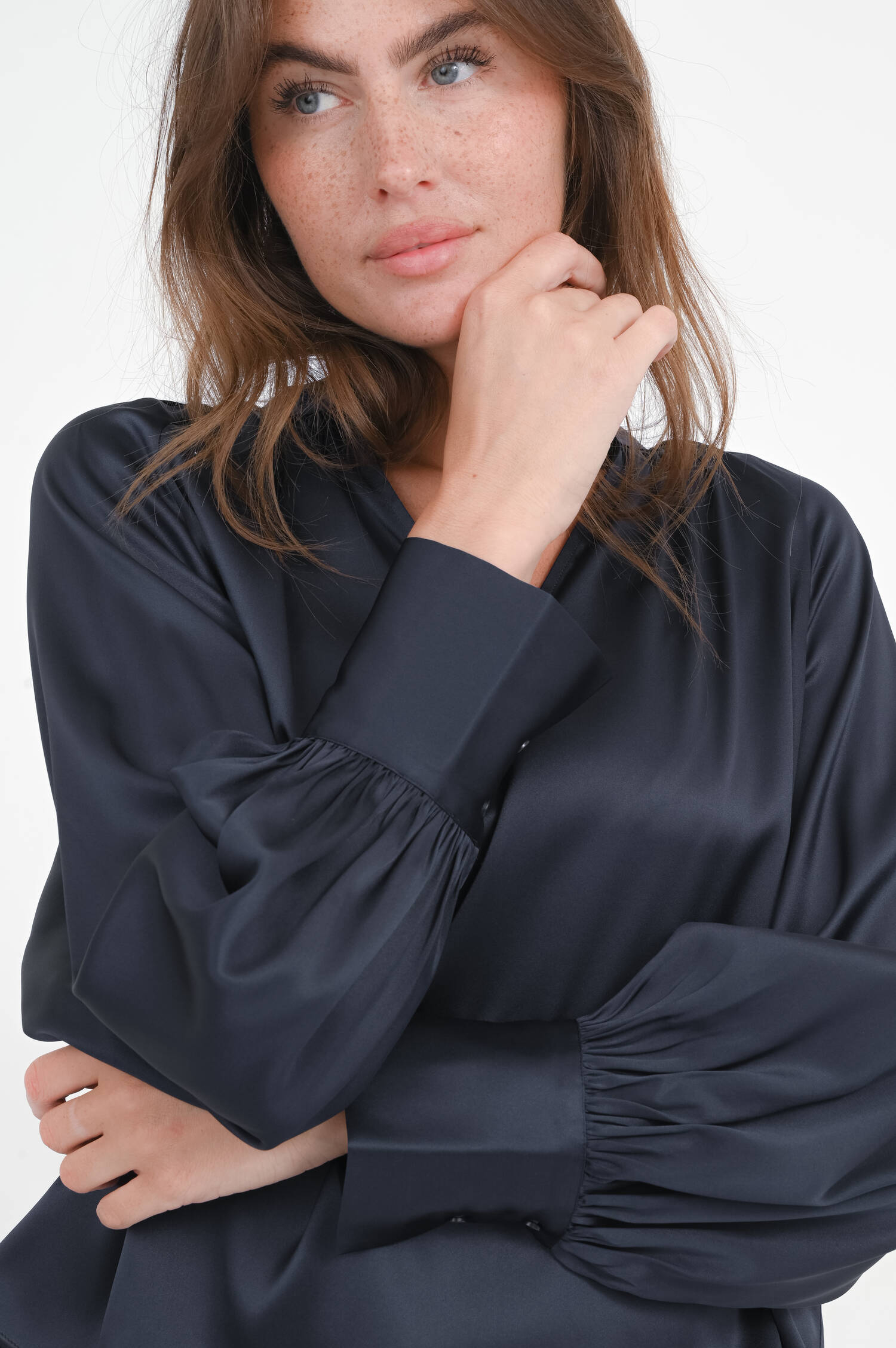 Seidenbluse in Marino Seidenbluse in Marino