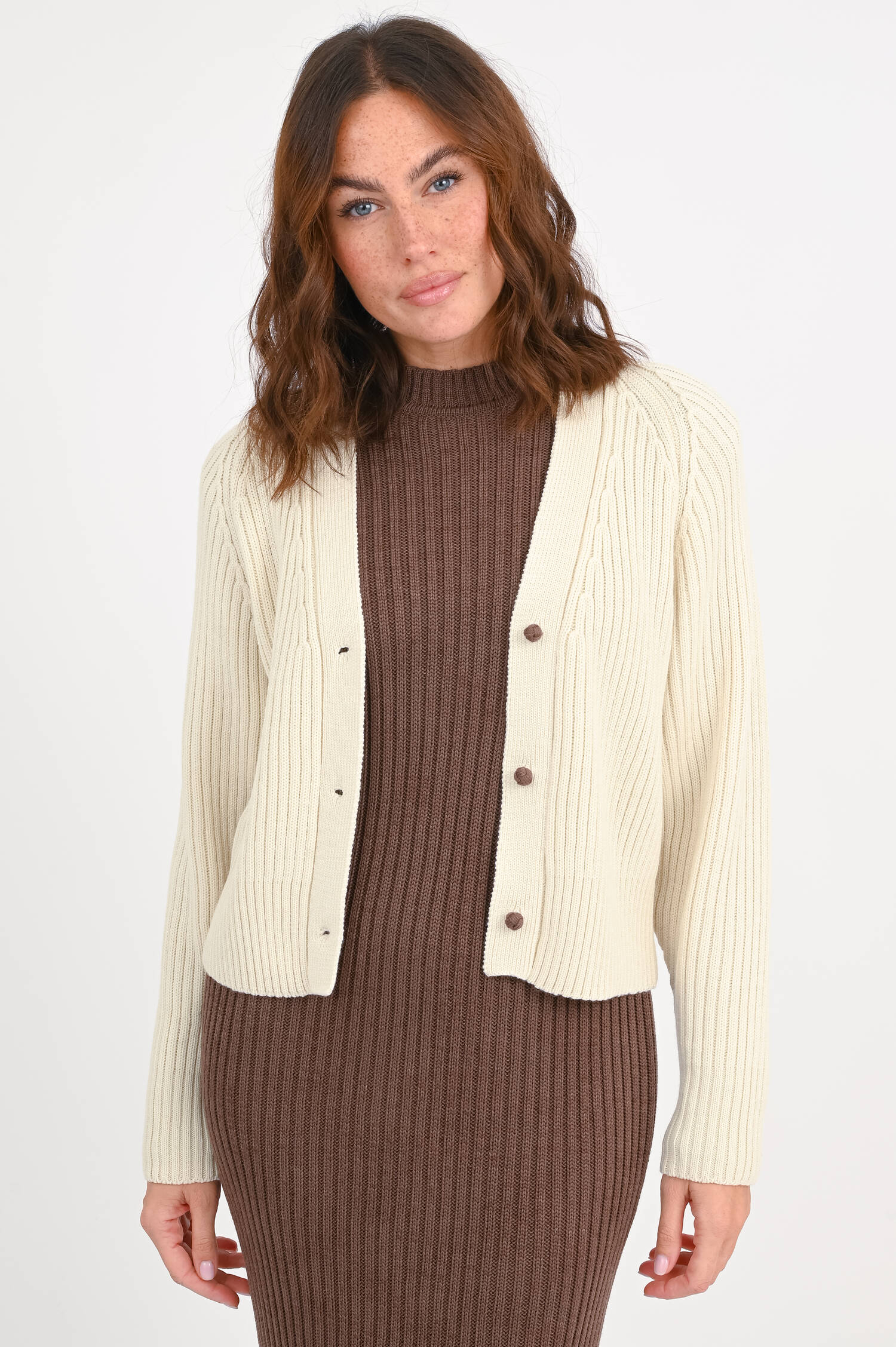 Rippstrickjacke MILLICENT in Creme