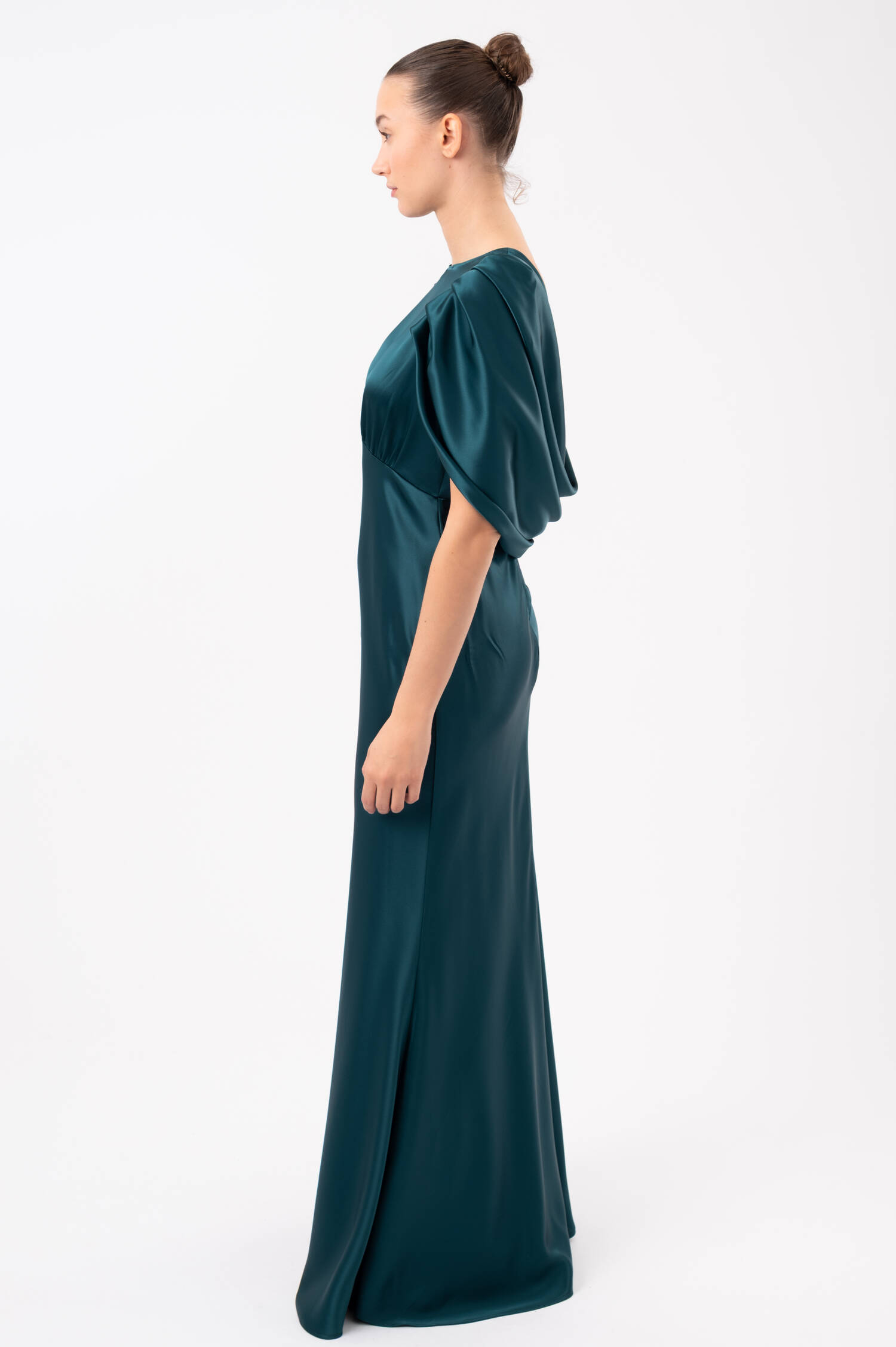 Satin-Maxi-Kleid LOUISE in Petrolblau