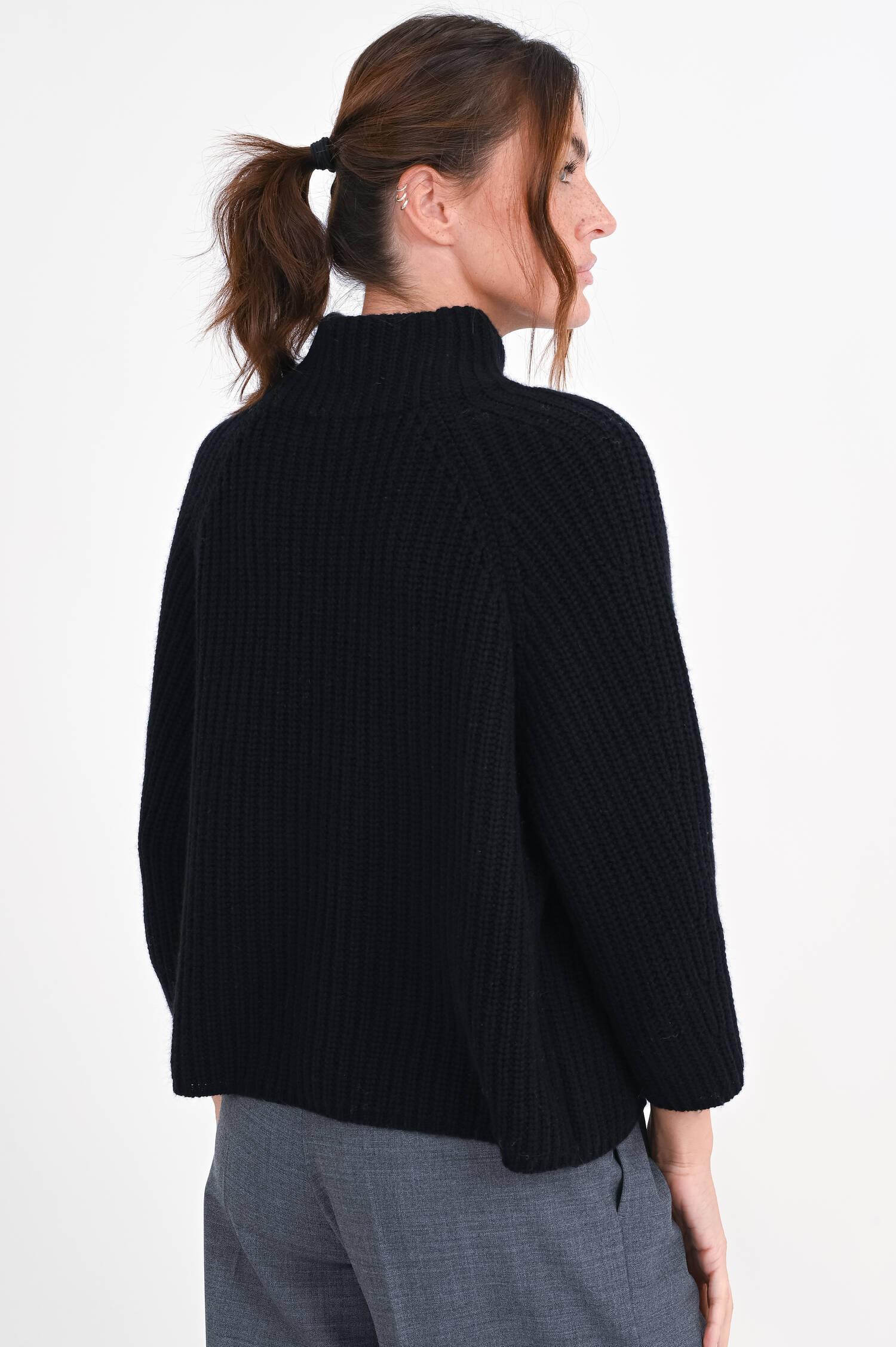 Woll-Cashmere Pullover in Schwarz