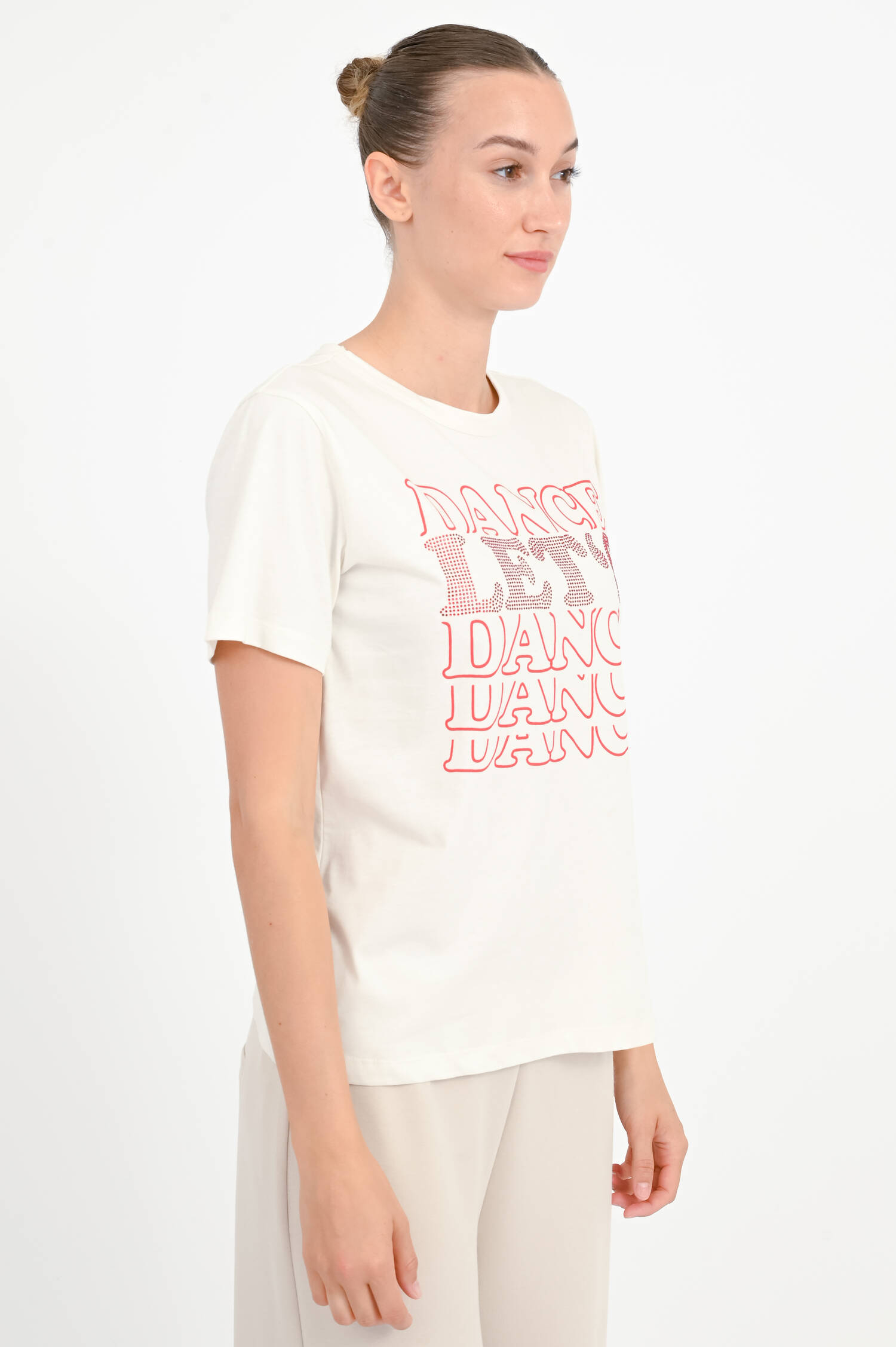 T-Shirt LET´S DANCE in Natur/Rot