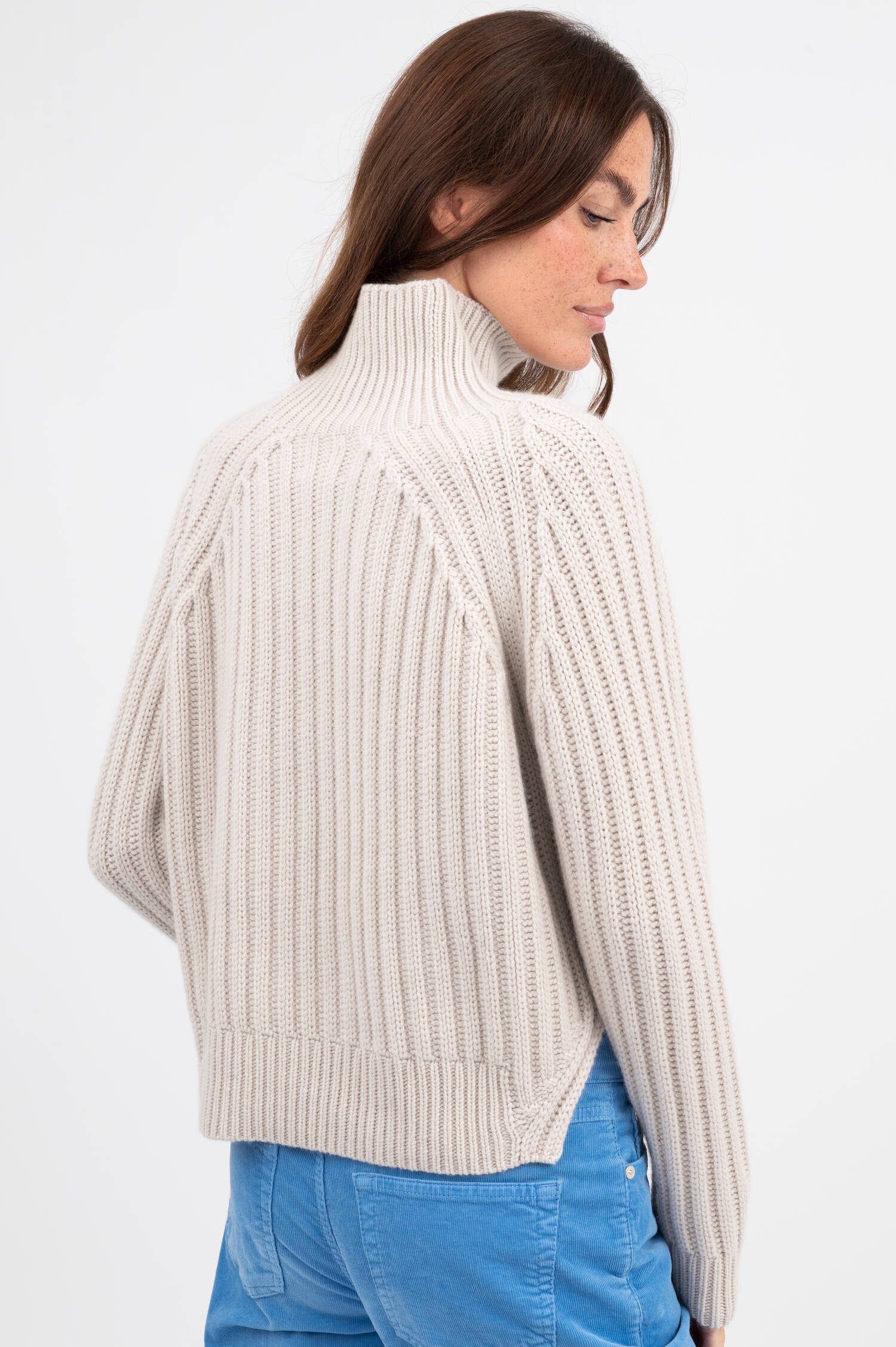 Rollkragen Rippstrick Pullover in Beige Rollkragen Rippstrick Pullover in Beige