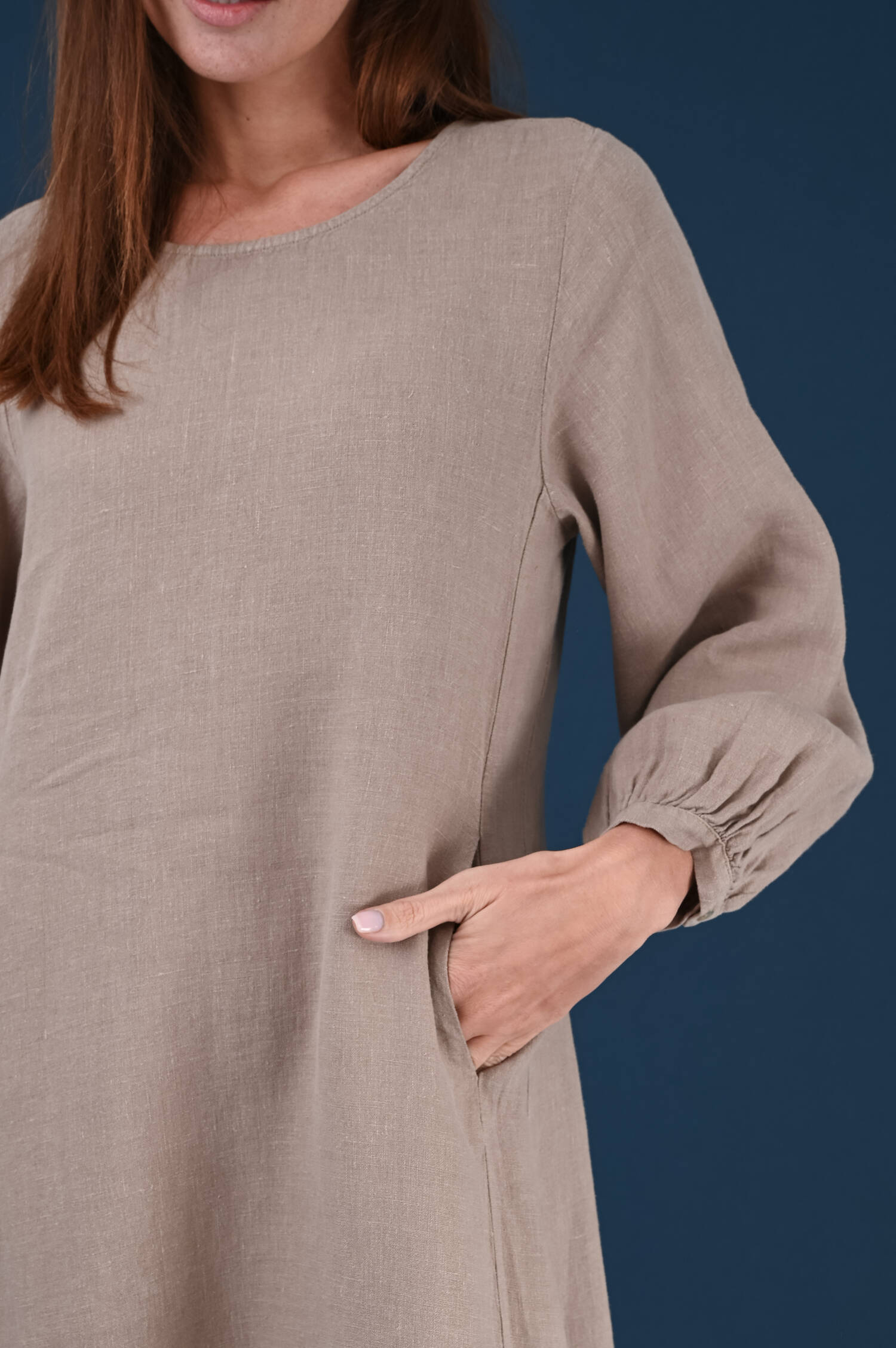 Leinenkleid in Terrabraun