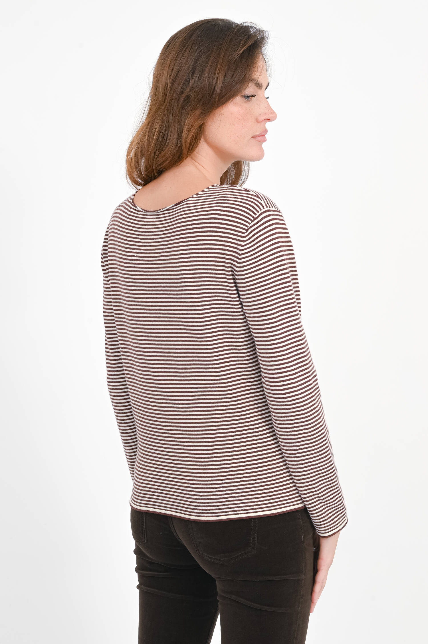 Weiches gestreiftes Longsleeve in Chocolate/Ivory